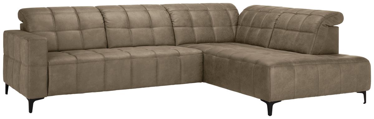 Rohová sedačka PANAMA, pravá, sivohnedá - čierna/taupe, Konventionell, kov/textil (304/89-102/216cm) - Premium Living