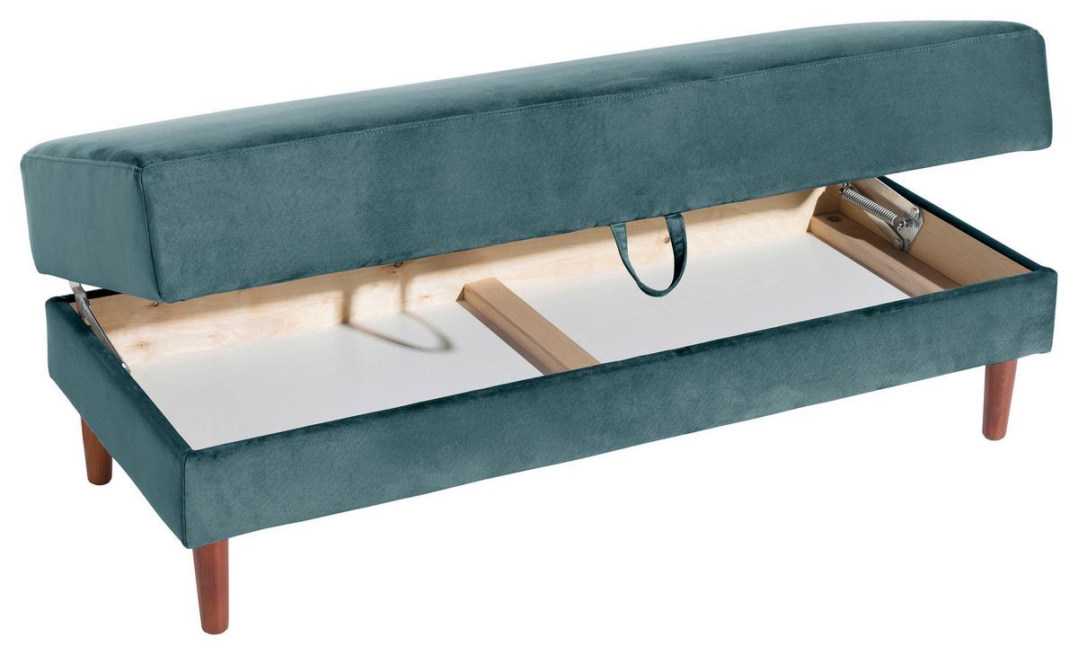 Ecksofa Mit Schlaffunktion Easy Relax Blau Samt - Blau/Eschefarben, Design, Textil (223/152cm) - Max Winzer