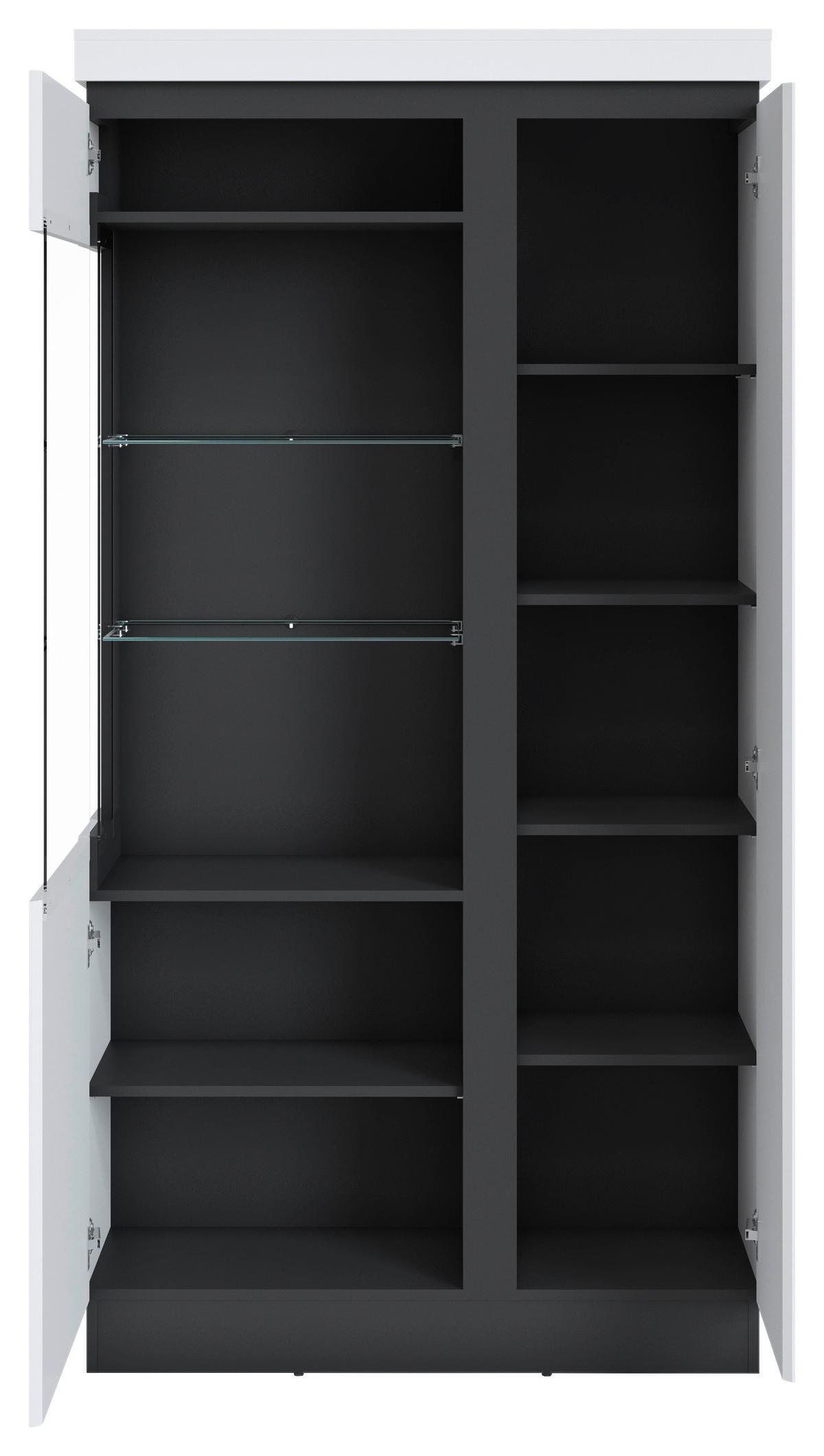 Vitrin Campania - antracit/fehér, Trend, faalapú anyag/Üveg (103,6/200,5/40cm)