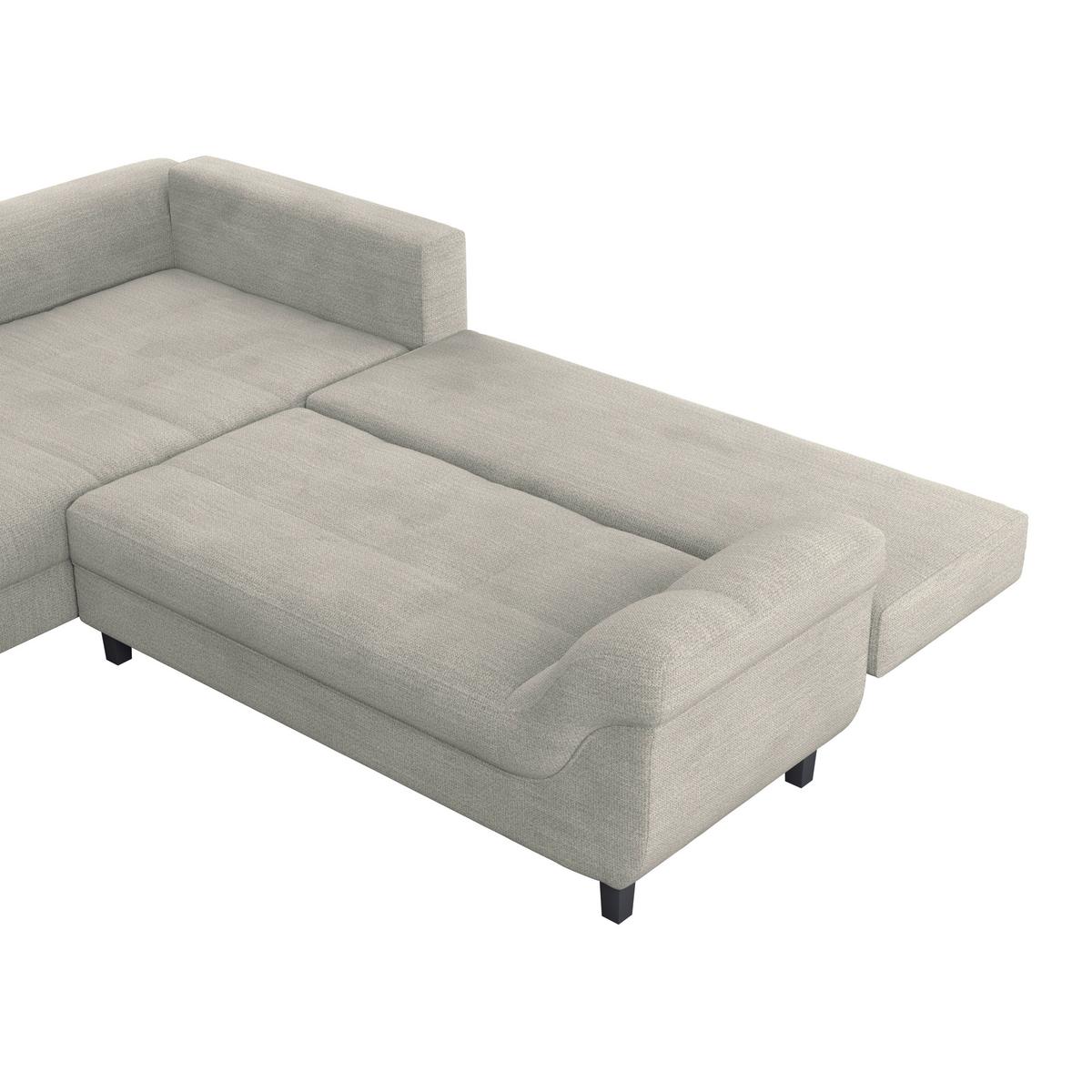 Ecksofa Mit Schlaffunktion Mendoza New Chenille 197x309cm - Schwarz/Grau, KONVENTIONELL, Textil (197/309cm) - Ondega