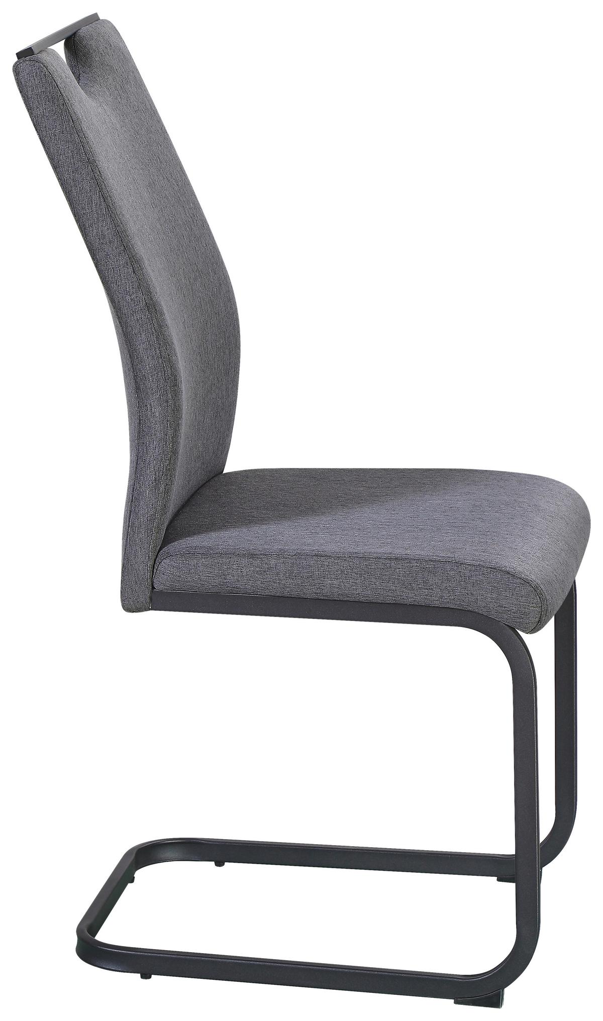 Schwingstuhl Dina Leinenoptik Grau - Schwarz/Grau, KONVENTIONELL, Textil/Metall (58/86/62cm)