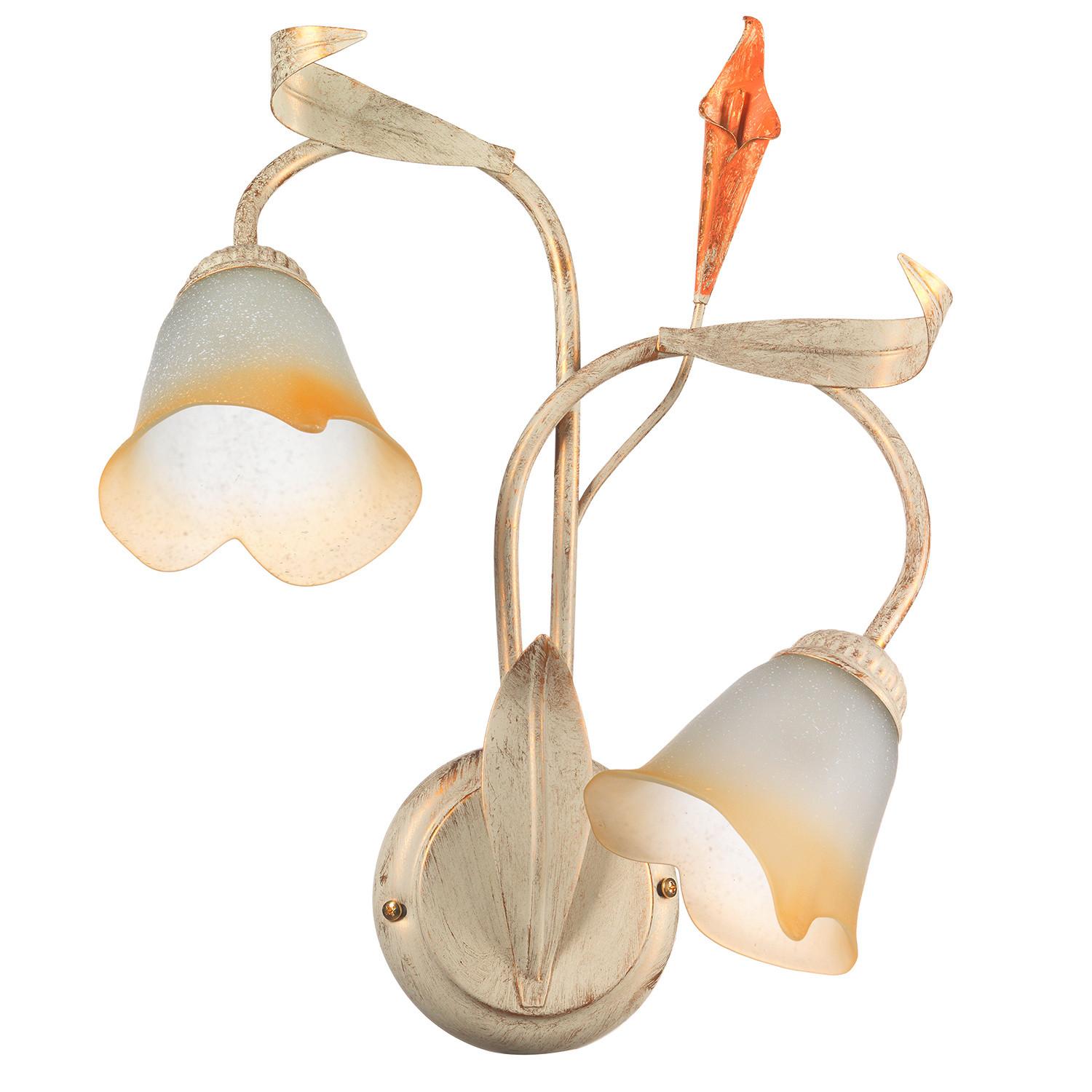 Wandleuchte 4722/Ap2 - Hellbraun/Weiß, KONVENTIONELL, Glas/Metall (40/20/58cm)