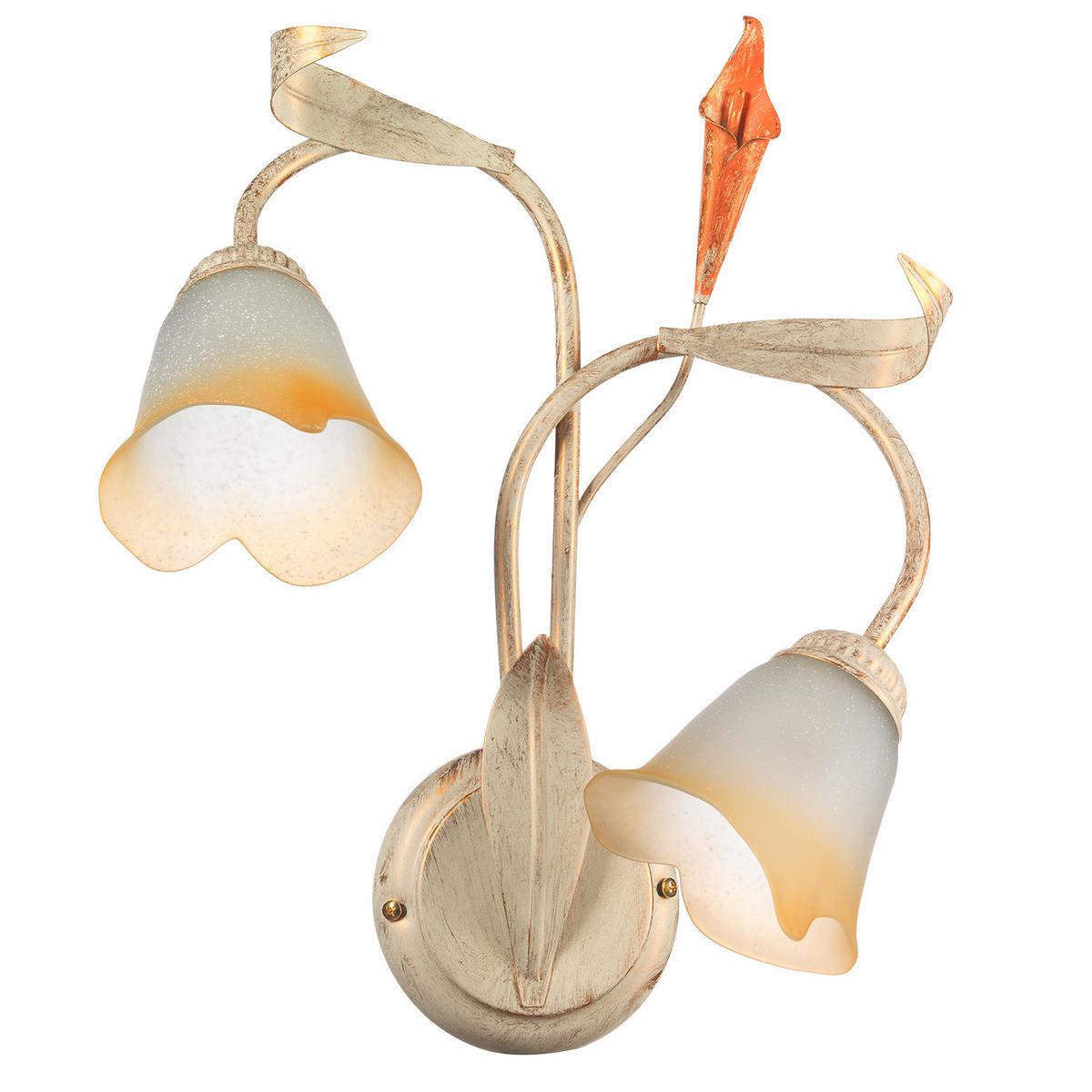 Wandleuchte 4722/ap2 - Hellbraun/Weiß, KONVENTIONELL, Glas/Metall (40/20/58cm)