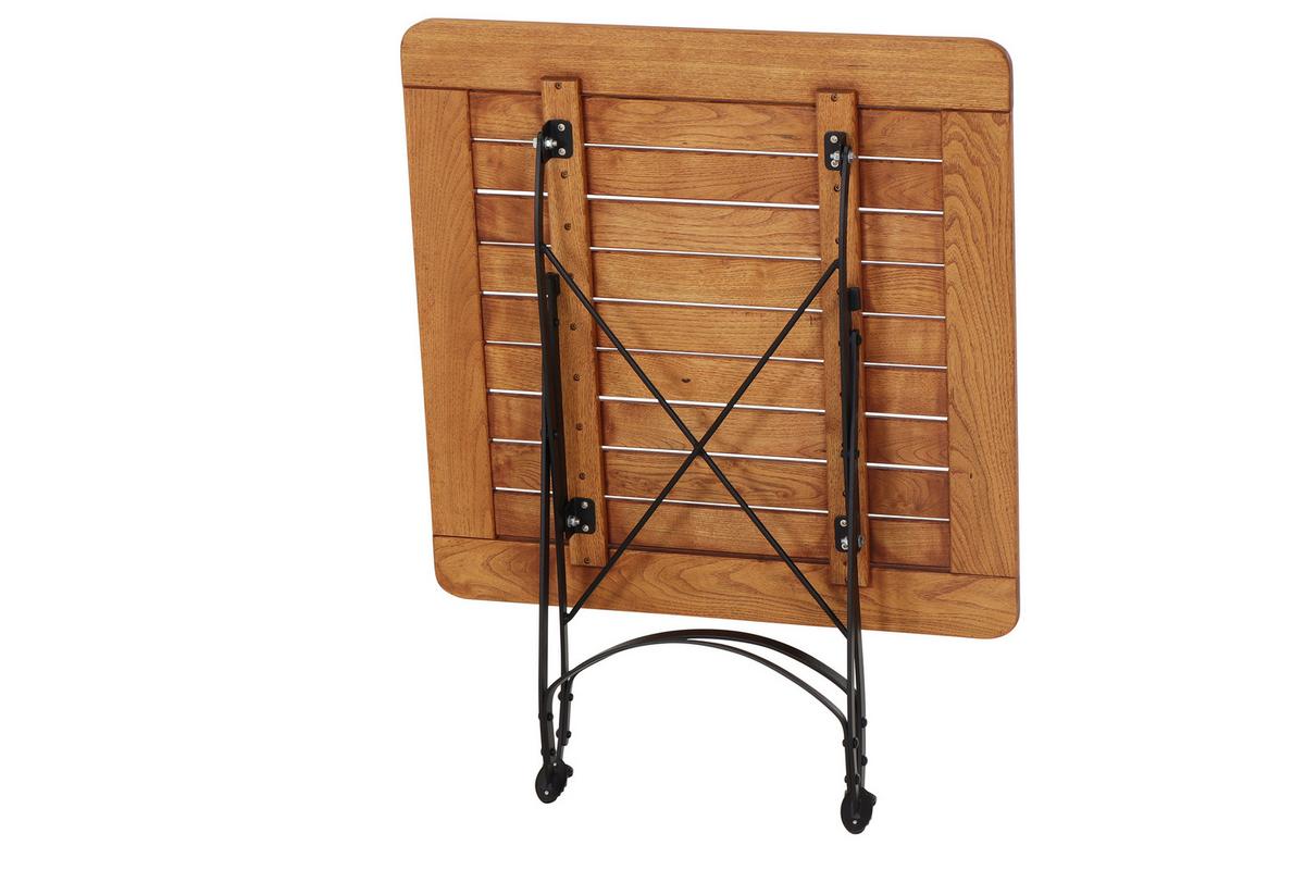 Gartentisch Klappbar Robinienholz/Metall L 80 cm - Robinienfarben/Schwarz, KONVENTIONELL, Holz/Metall (80/80/78cm) - Siena Garden