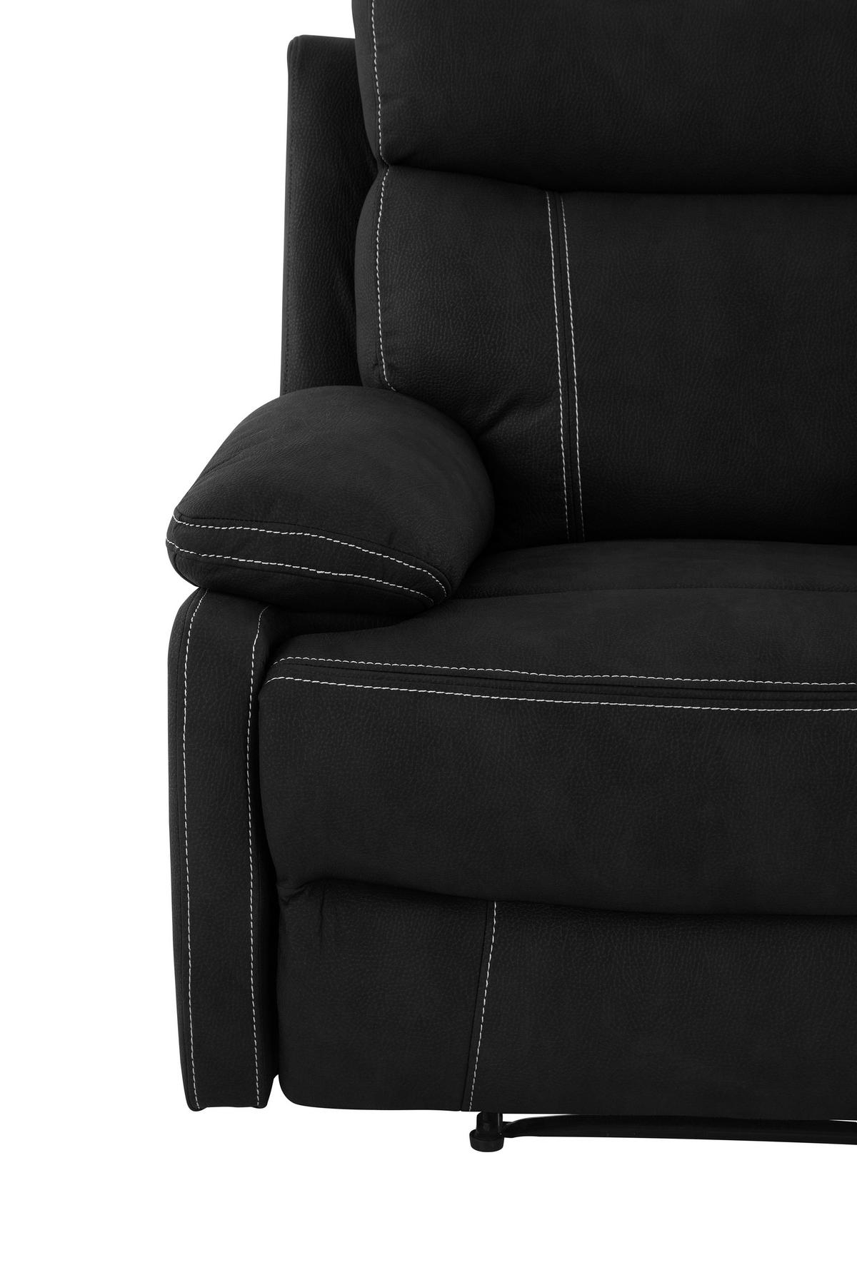 Relaxačné kreslo EMBER, čierna, s relaxačnou funkciou - čierna, Konventionell, kov/textil (98,5/103/96cm) - Livetastic