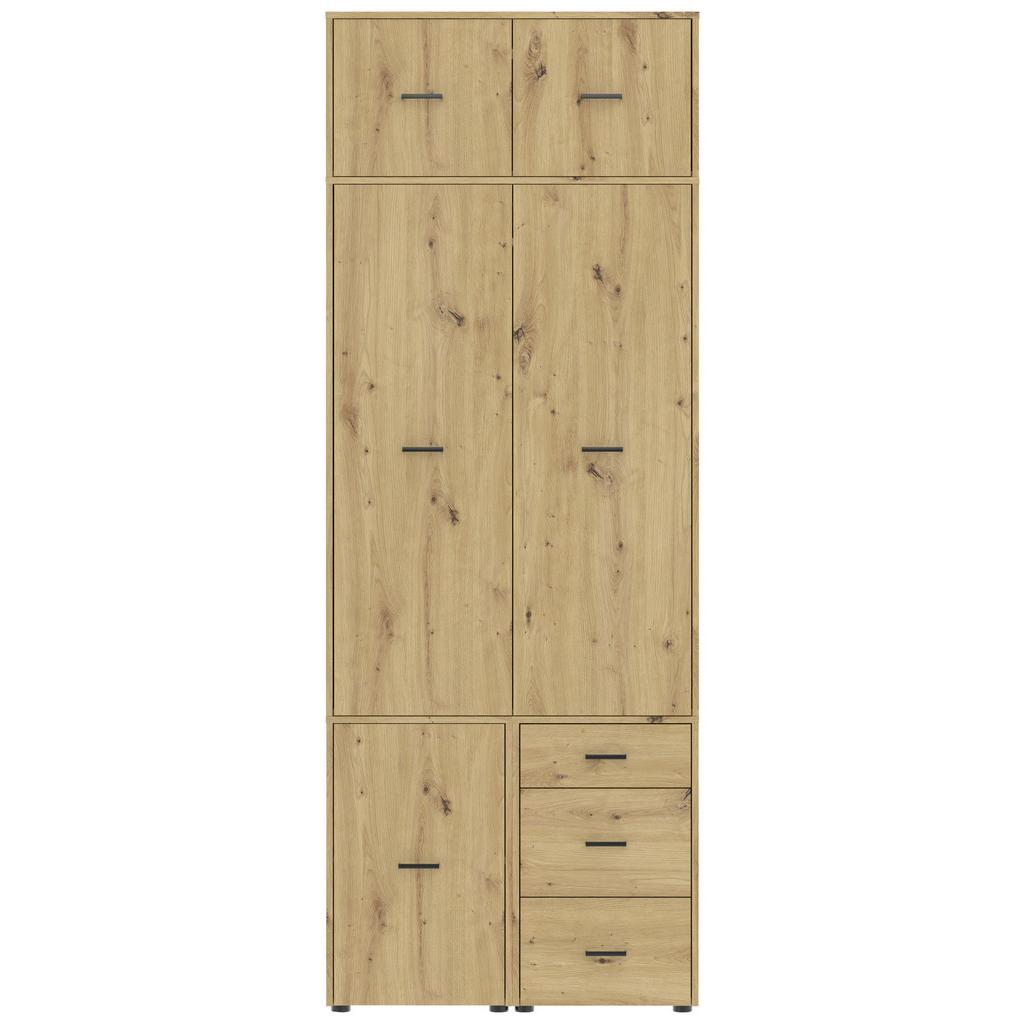 Drehtürenschrank m. Schubladen 90 cm Kivo, Eiche