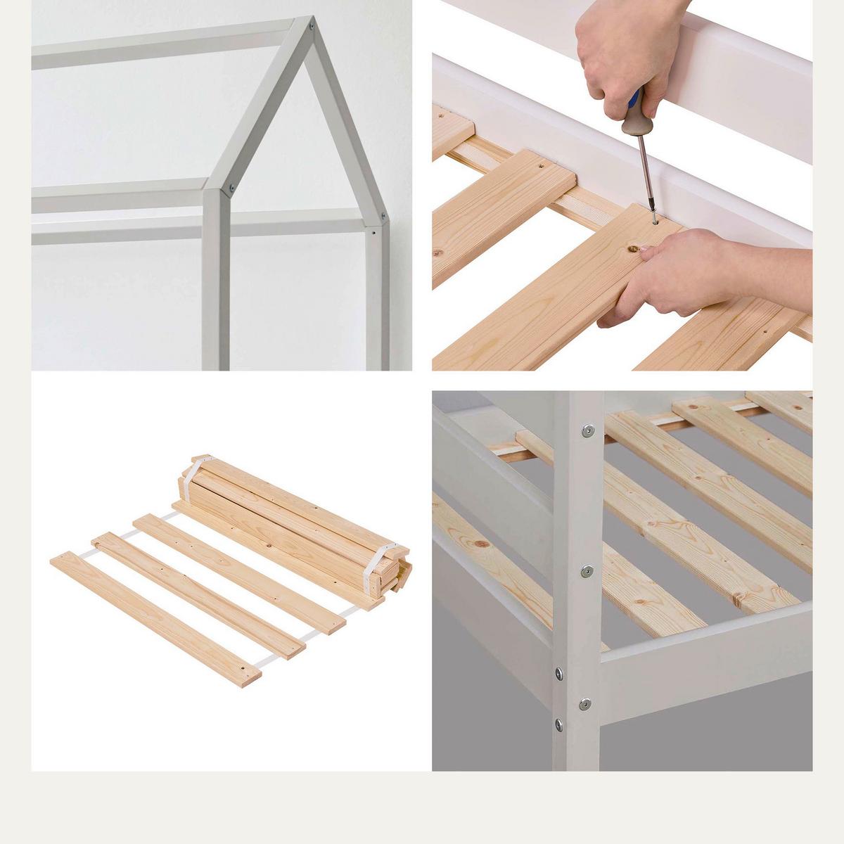 Hausbett Eco Comfort Grau, Lf: 70x160 cm - Naturfarben/Grau, MODERN, Holz (70/160cm) - MID.YOU