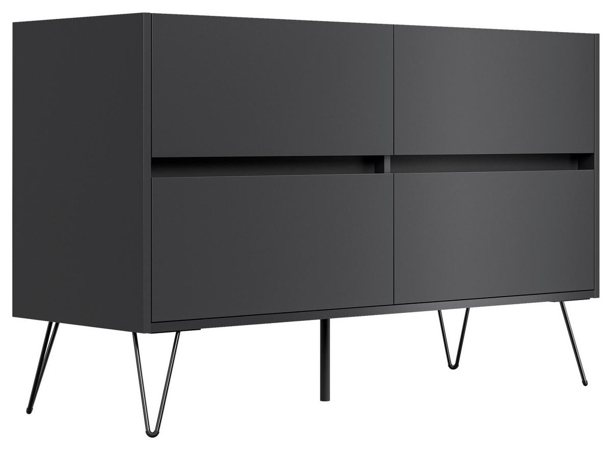 Sideboard Posseik Industrial Graphitfarben B: 119 cm - Schwarz/Graphitfarben, Design, Holzwerkstoff (119/75/42cm) - MID.YOU