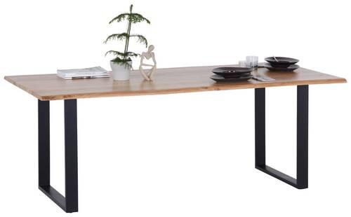 Esstisch Echtholz Mundra 200x76cm Schwarz/Akazienfarben - Schwarz/Akaziefarben, KONVENTIONELL, Holz (200/76/90cm)