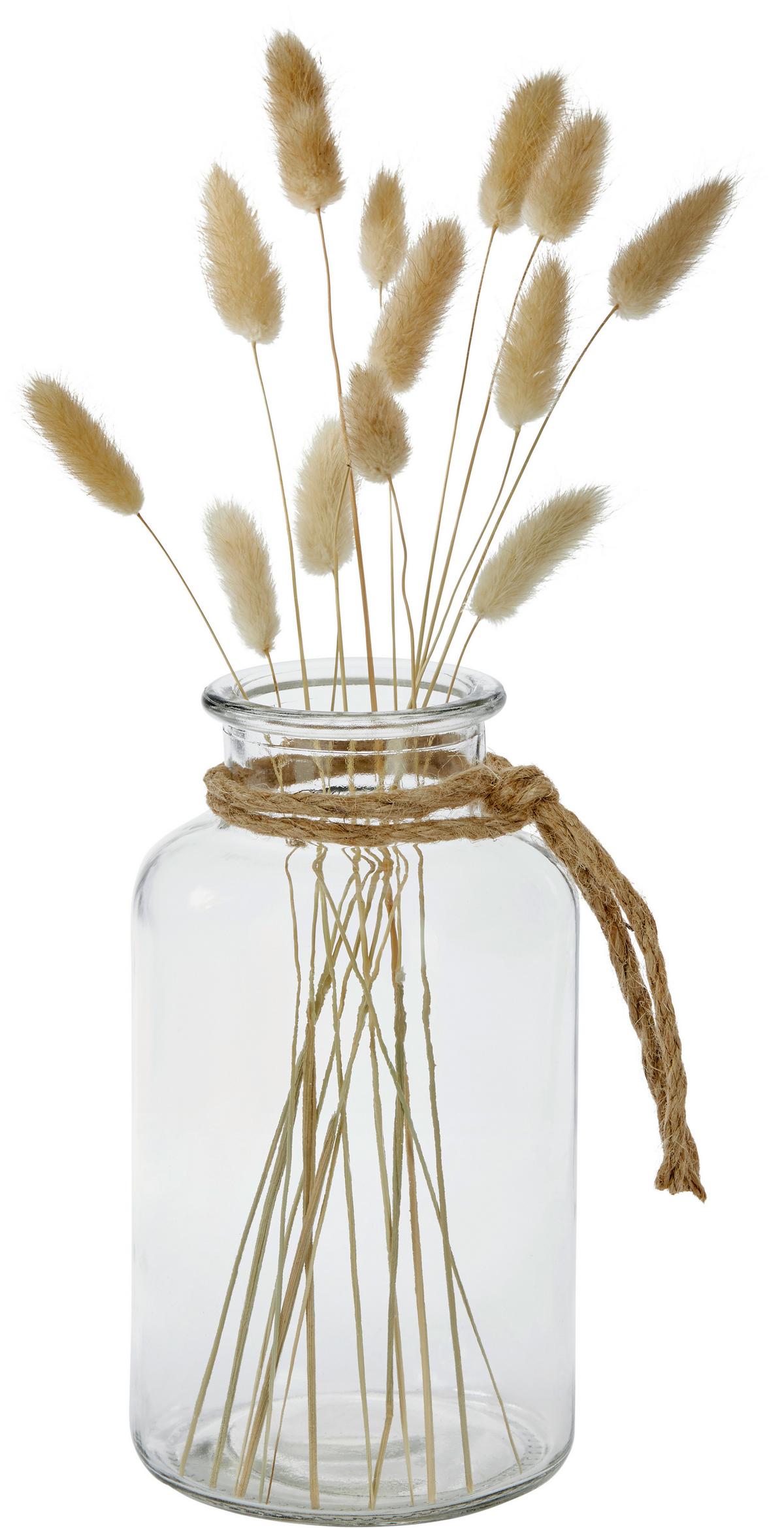 Vase Margot Gerade Kalk-Soda-Glas H: 20 Cm - Klar/Naturfarben, MODERN, Glas/Textil (10/20cm) - Luca Bessoni