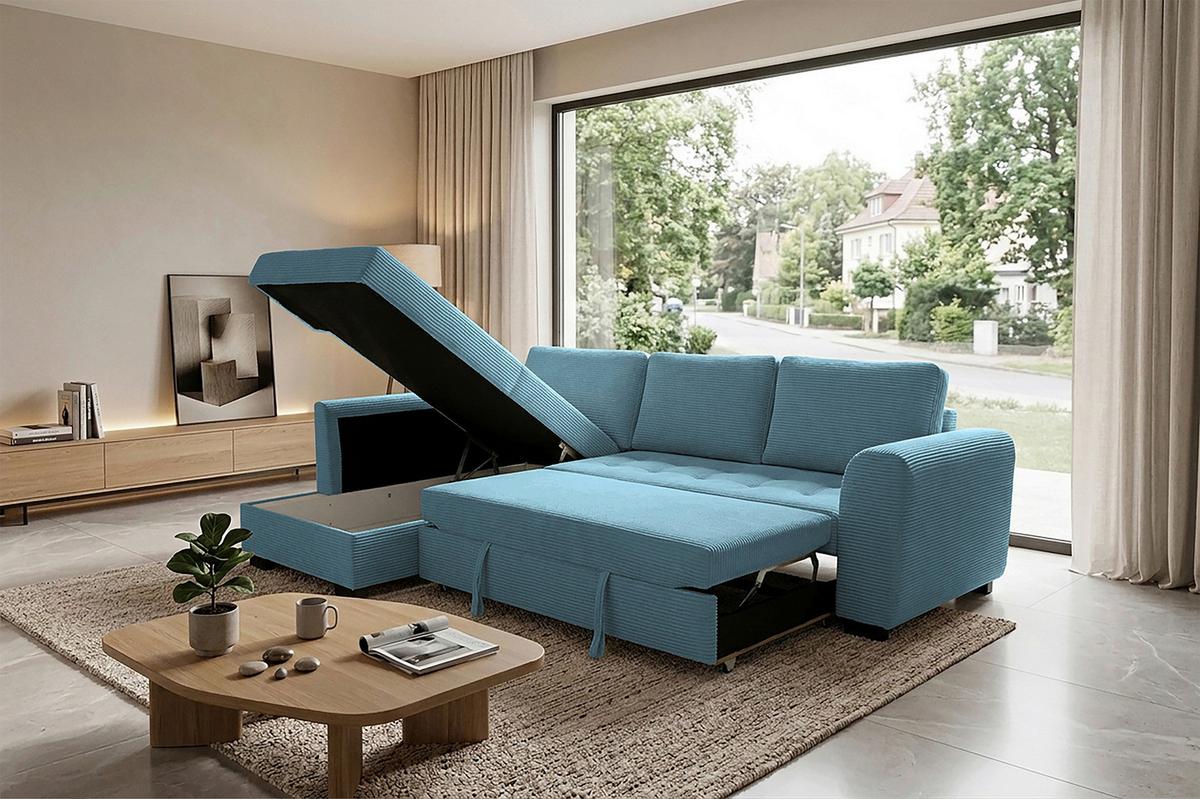 Ecksofa John Hellblau S: 178x239 cm - Schwarz/Hellblau, Trend, Textil (178/239cm)