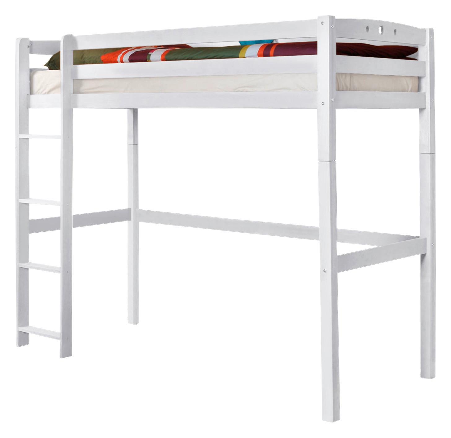 Hochbett Echtholz massiv 90x200 cm Tolly R Buche/Weiß