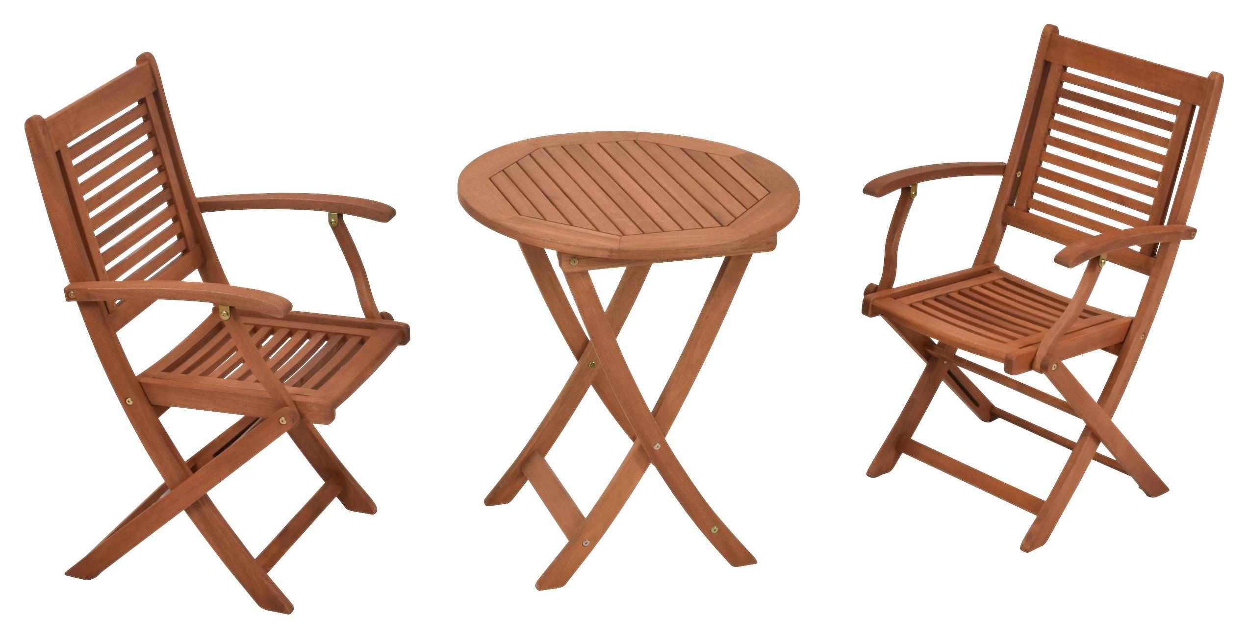 Balkonset Cordoba Set 3tlg. - Naturfarben, MODERN, Holz - Gardenson