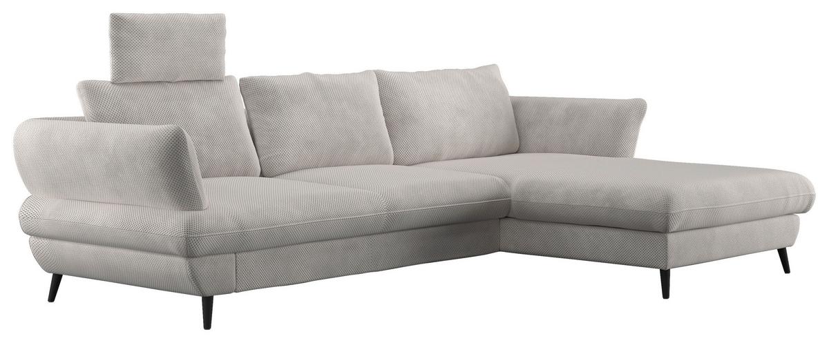 Ecksofa Balou, Naturfarben S:281x181cm - Schwarz/Naturfarben, Design, Textil (281/181cm) - Livetastic