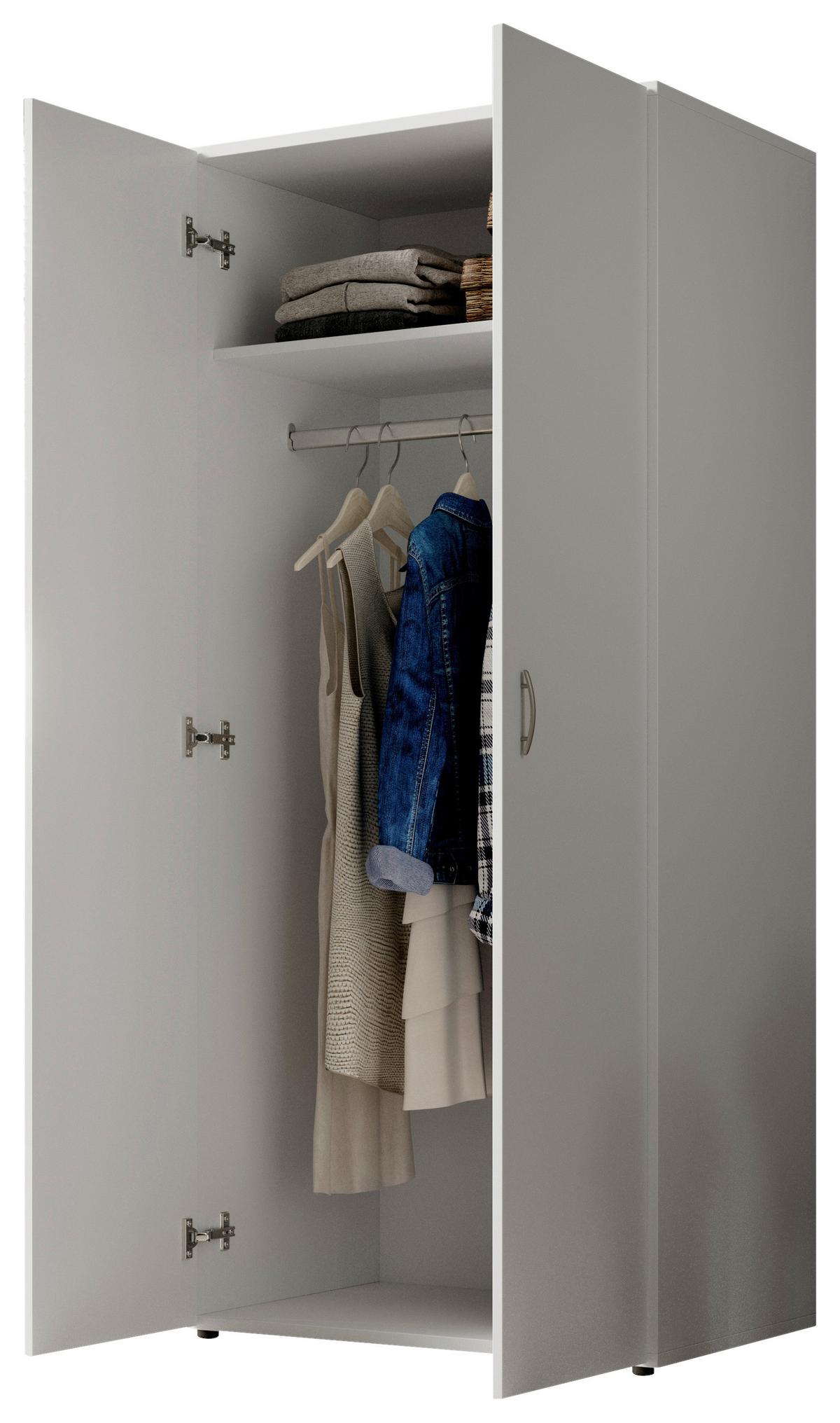 Šatní skříň JOE *CENOVÝ TRHÁK* - bílá/barvy hliníku, Konvenční, kompozitní dřevo/plast (81/177/51cm) - Based
