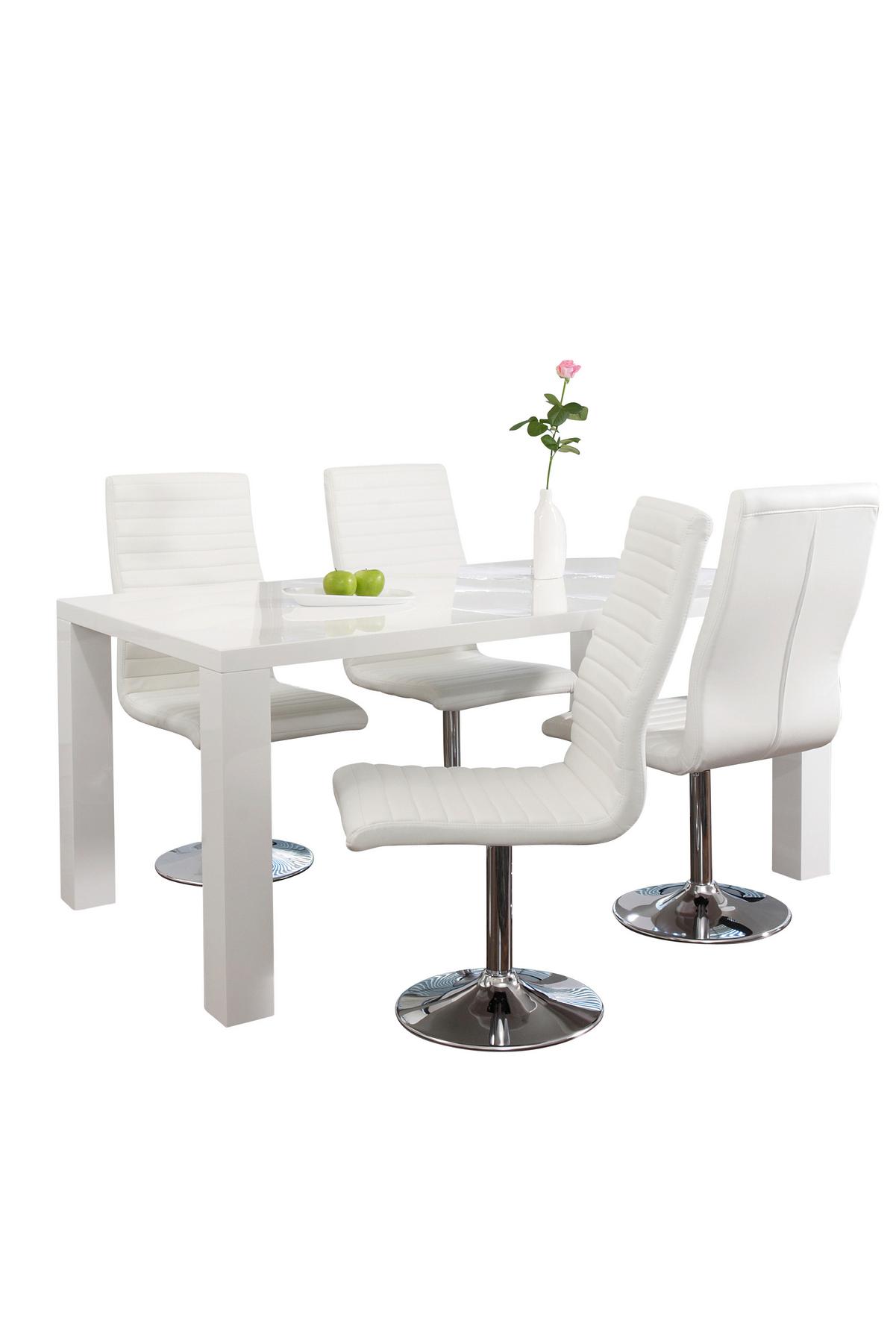 Esstisch Weiß B: 140 Cm - Weiß Hochglanz, MODERN, Holzwerkstoff (140/90/76cm) - Livetastic