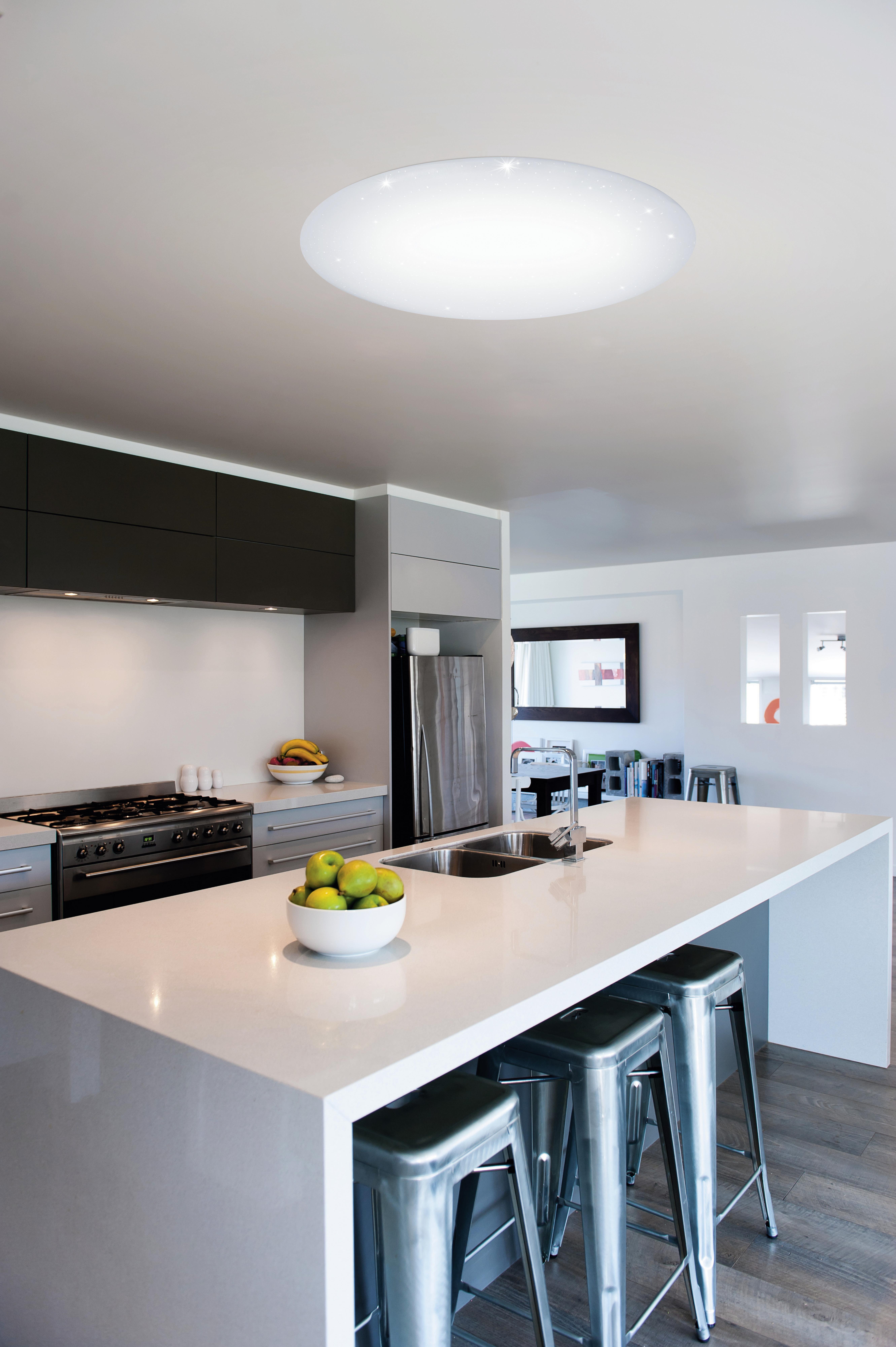 LED-Deckenleuchte Giron-S Ø 76 cm mit Fernbedienung - Weiß, MODERN, Kunststoff/Metall (76/8,5cm)