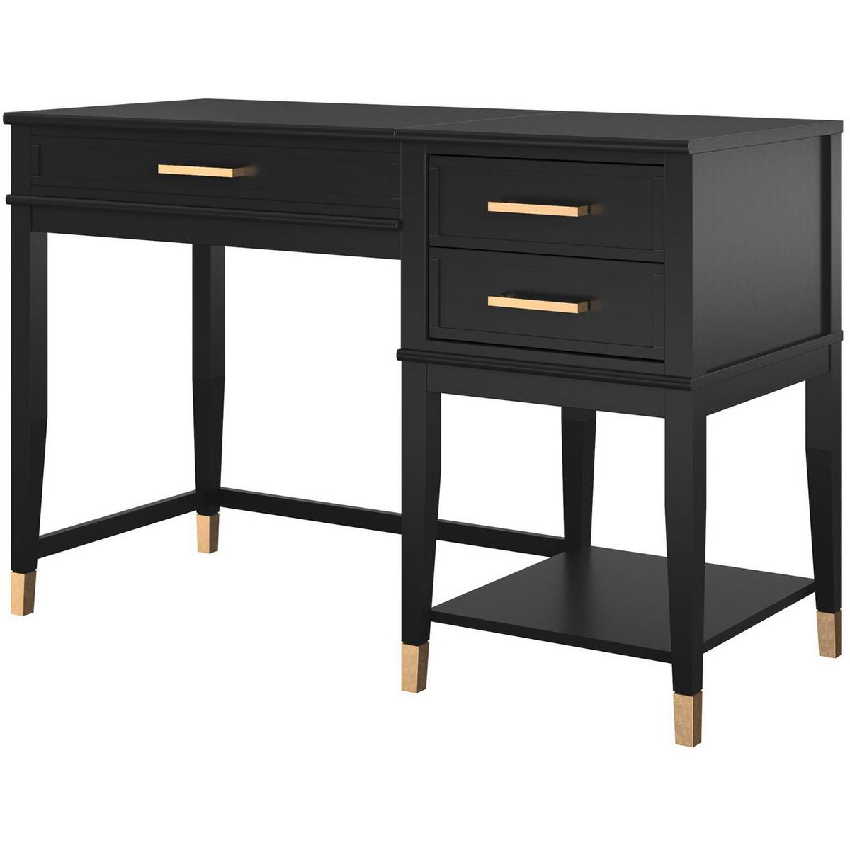 Schreibtisch Westerleigh Schwarz B: 77 cm - Schwarz, Design, Holzwerkstoff/Metall (115/77/49cm) - MID.YOU