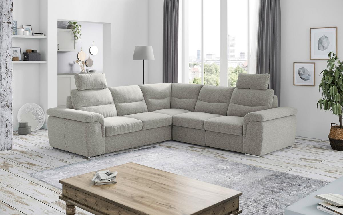 Sarokgarnitúra Hella - világosszürke, Konventionell, textil (260/88-112/262cm)