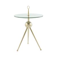 Beistelltisch mit Glasplatte rund Ontario, Klar/Gold - Goldfarben, MODERN, Glas/Metall (46/46/52cm) - Kayoom