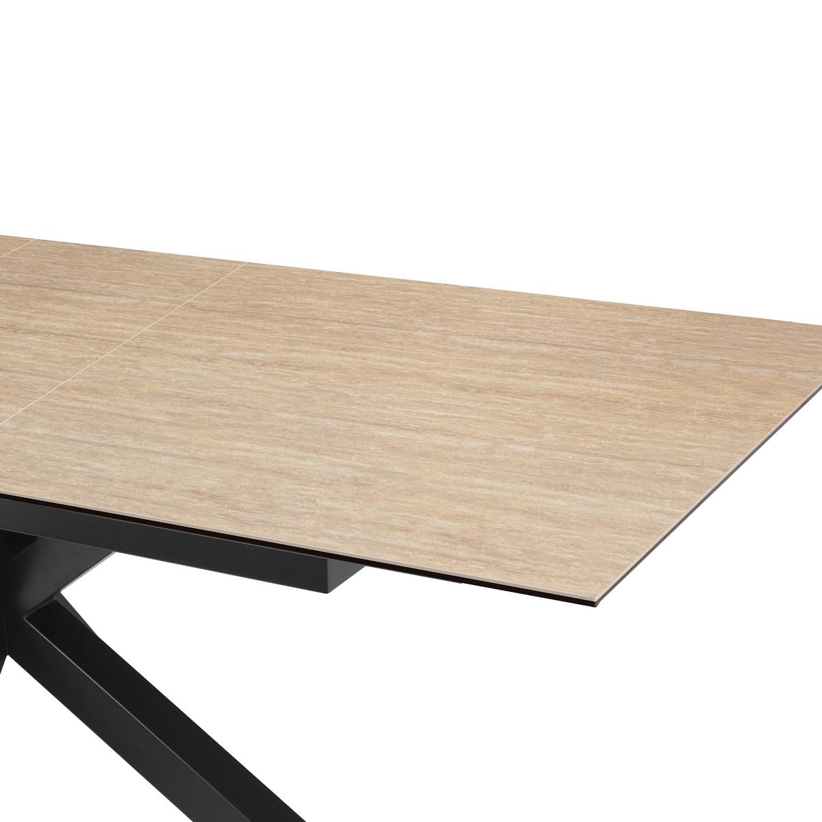 Esstisch Lotus Schwarz/Beige L: 168-210 cm - Beige/Schwarz, MODERN, Glas/Keramik (168-210/90/76cm) - MID.YOU