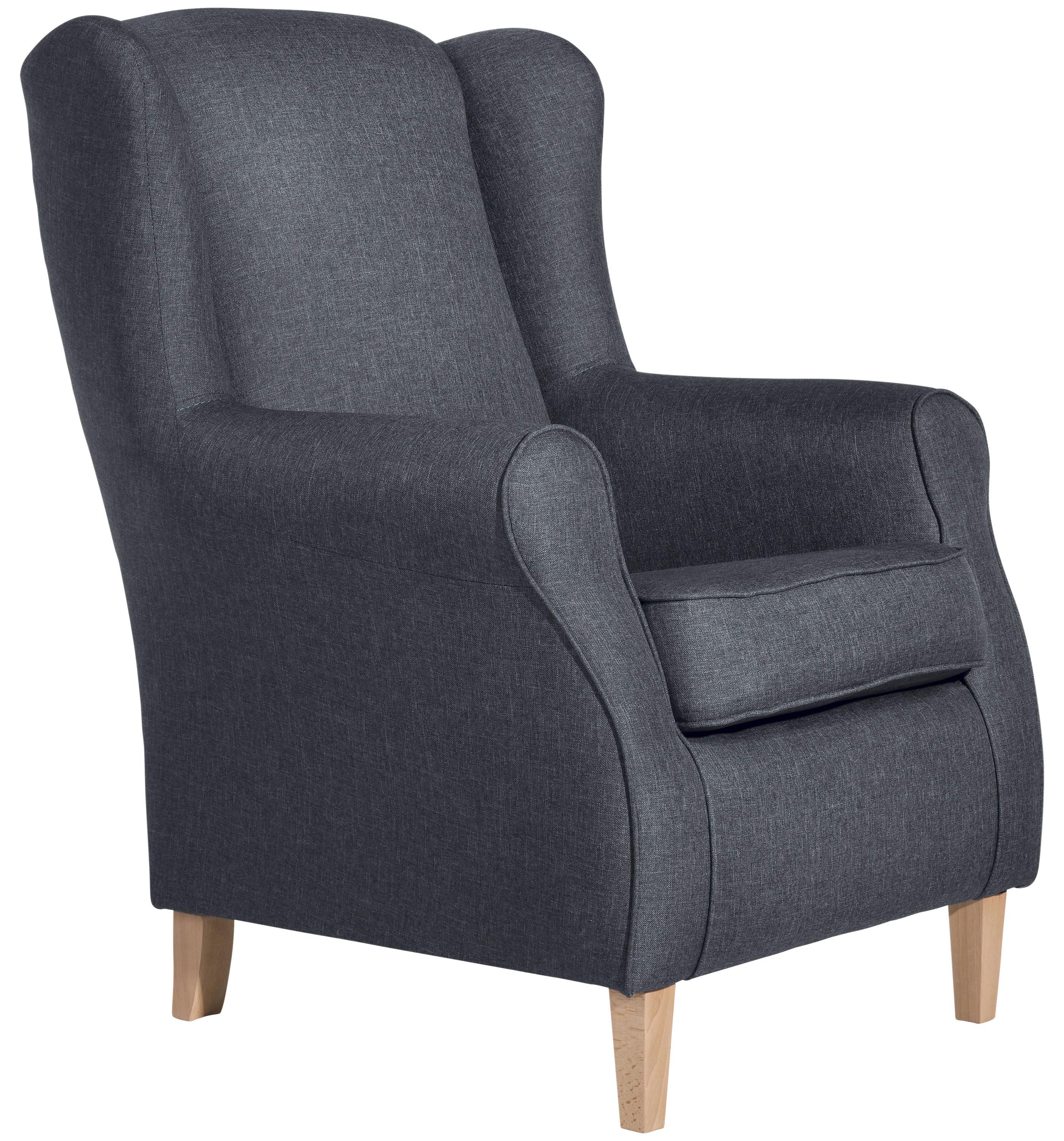 Ohrensessel Lorris - Buchefarben/Blaugrau, Design, Textil (77/103/86cm) - Max Winzer