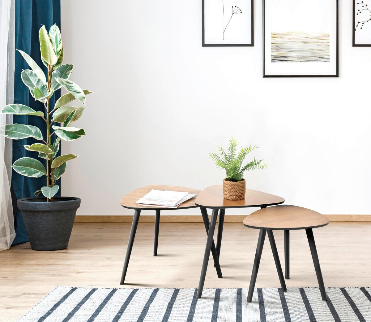 Beistelltisch Naturfarben/Schwarz B: 50 cm - Schwarz/Naturfarben, Design, Holz/Holzwerkstoff (50/50/40cm) - Livetastic