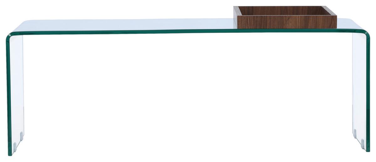 Couchtisch Telemark - Klar/Braun, Design, Glas (110/50/38cm) - Livetastic