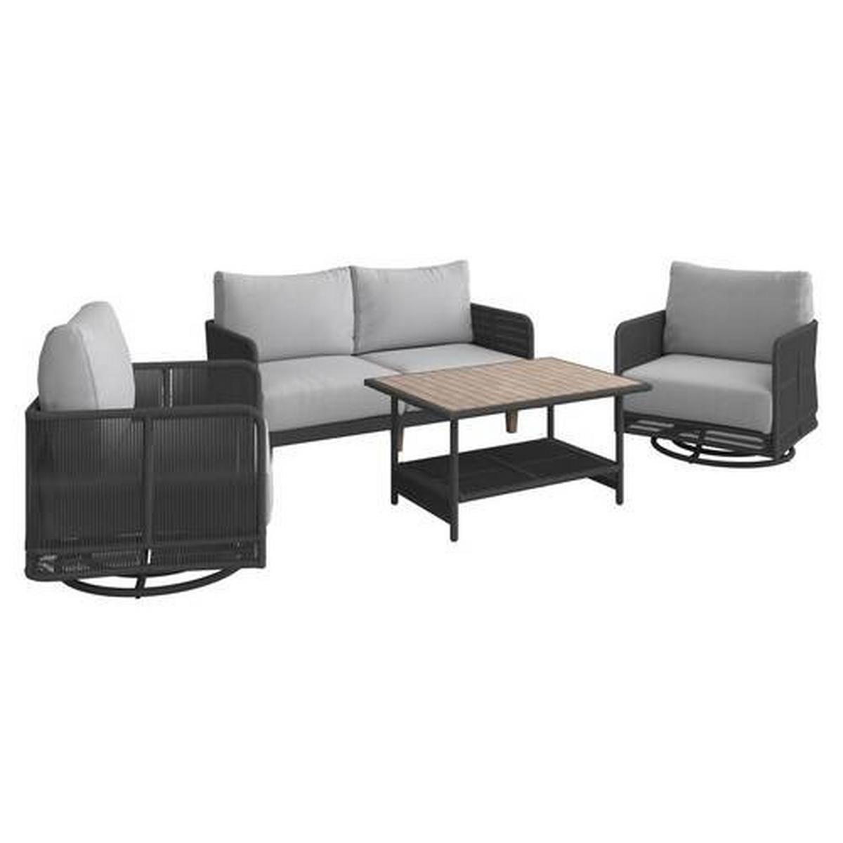 Záhradná sedacia súprava MALIA - farba akácie/svetlosivá, Modern, kov/drevo (146/60/72cm) - Bessagi Garden