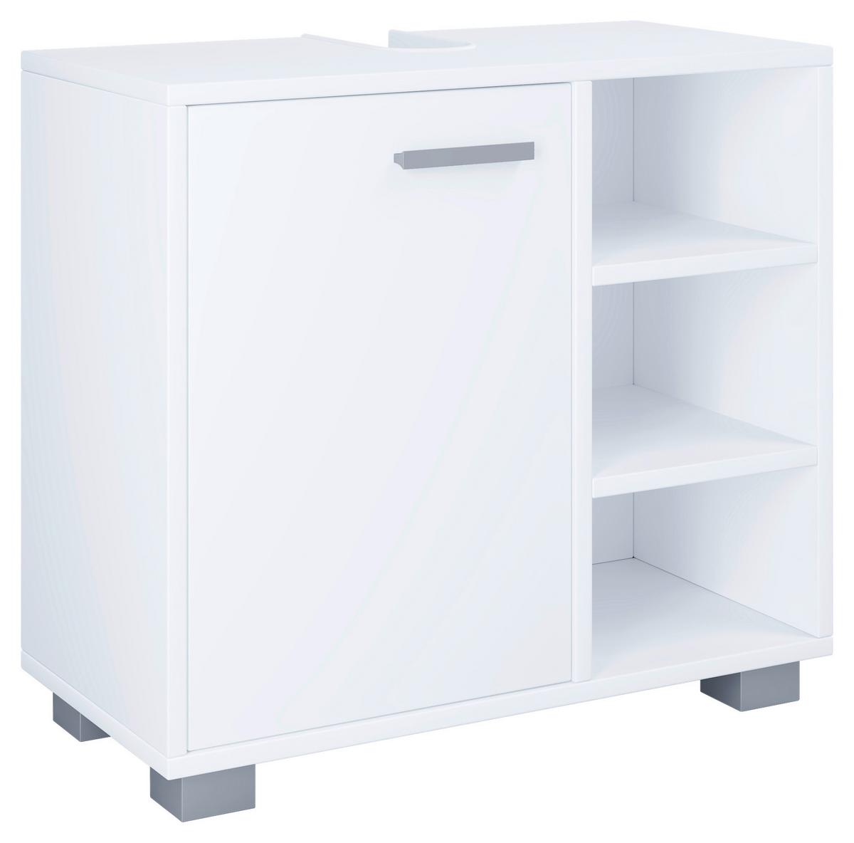 Waschbeckenunterschrank Zalo L B: 60cm Weiß - Weiß/Grau, MODERN, Holzwerkstoff (60/54,8/30cm) - MID.YOU