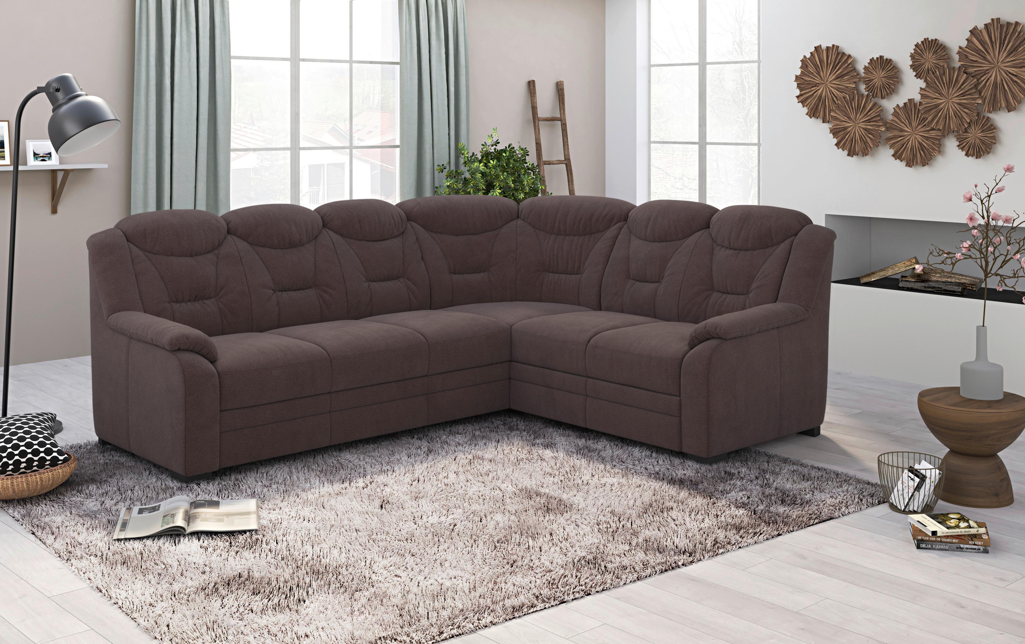 Ecksofa Marcus Braun S: 263x211 cm - Schwarz/Braun, Basics, Textil (263/211cm) - MID.YOU