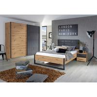 Bett Tampa Anthrazit/Graphit/ Eiche Artisan D. Lf: 140x200cm - Anthrazit/Graphitfarben, MODERN, Textil (140/200cm) - Rauch Möbel