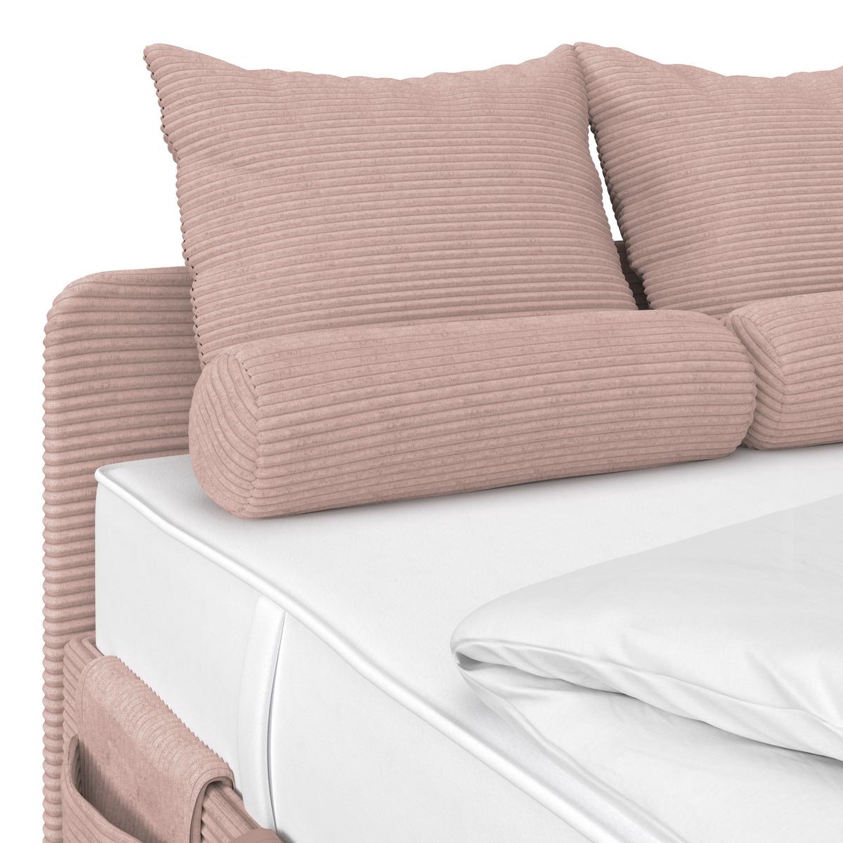 Kárpitozott Ágy Remi 120/200cm - rózsaszín, Modern, textil/fa (120/200cm)