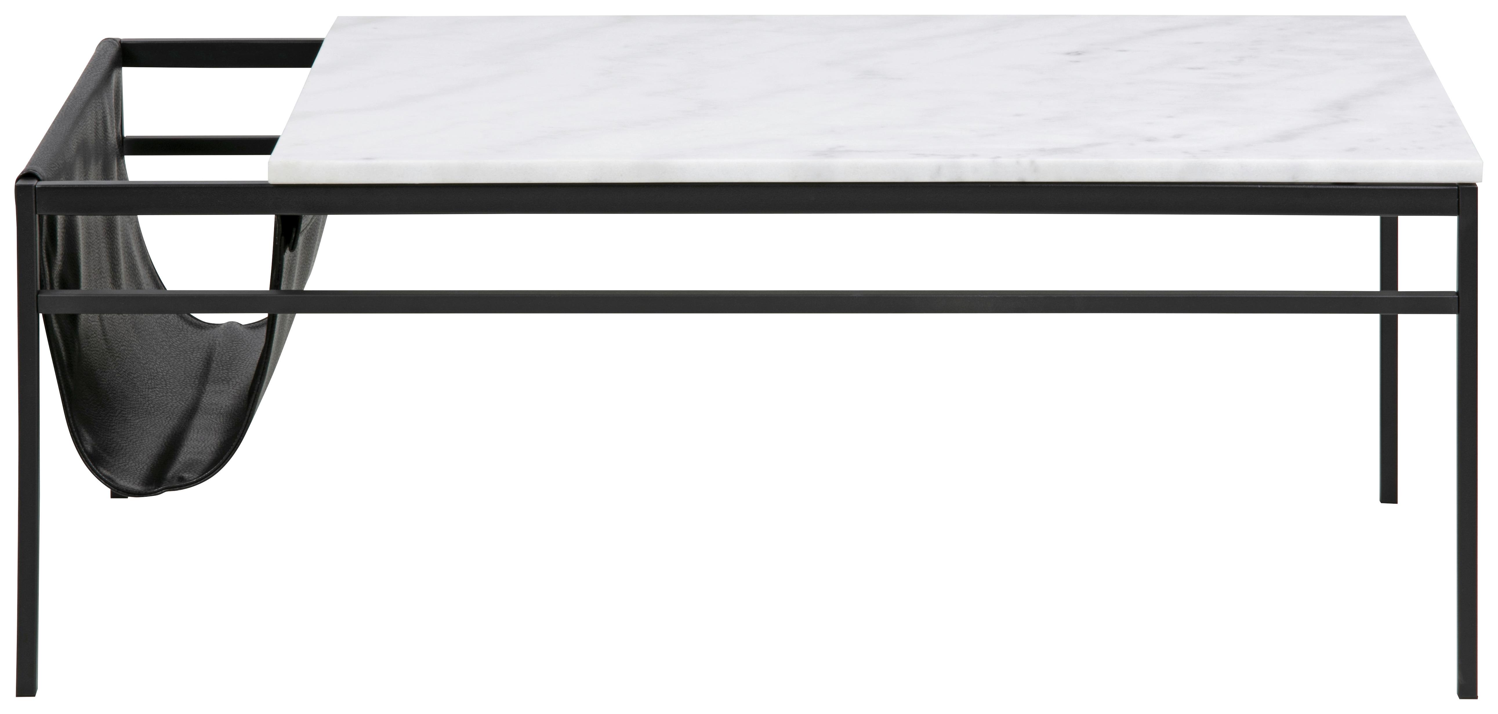 Couchtisch mit Marmorplatte Atalaya, Weiß/Schwarz - Schwarz/Weiß, MODERN, Textil/Stein (115/58/45cm) - Carryhome