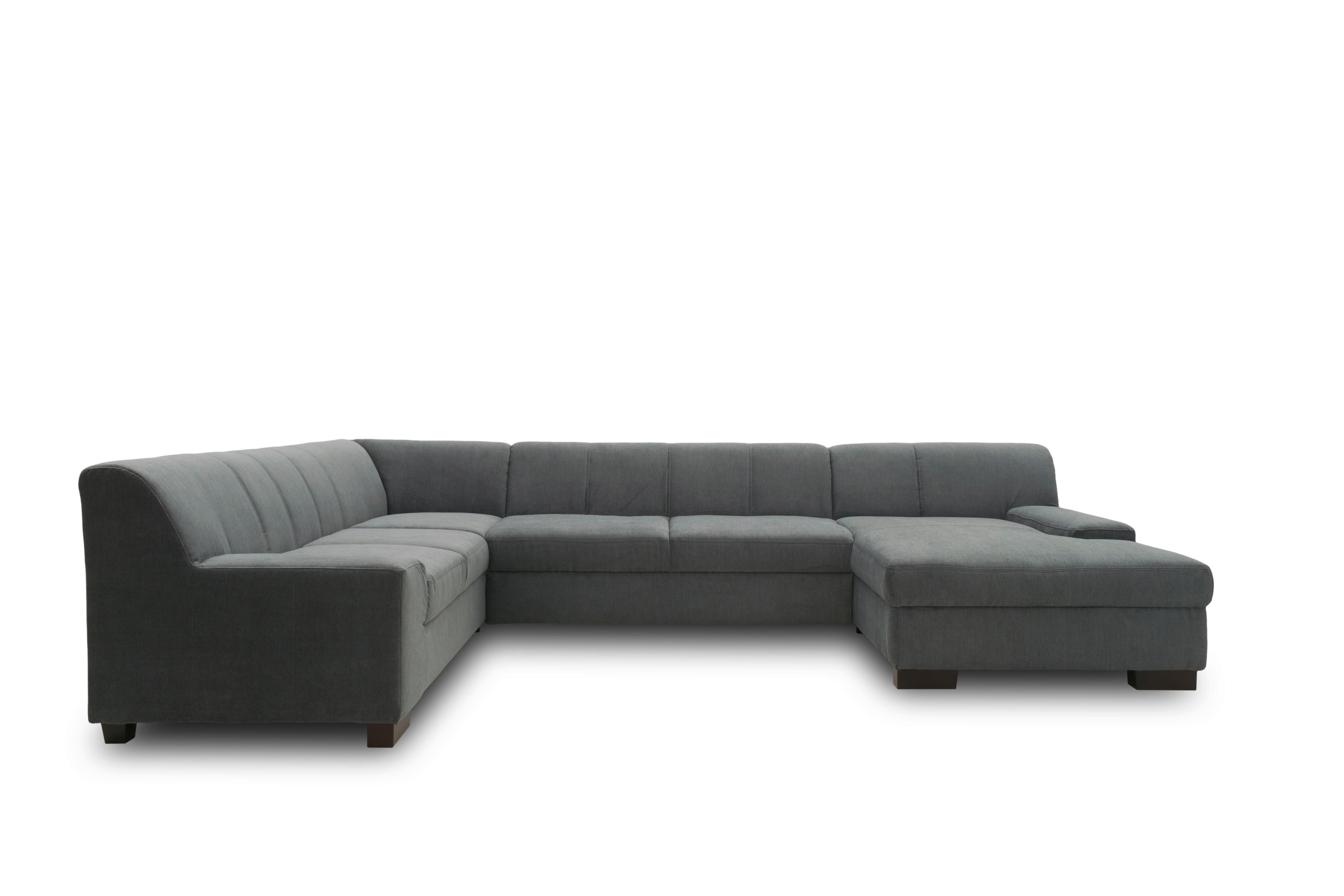 Wohnlandschaft Norma Mit Schlaffunktion Dunkelgrau - Wengefarben/Dunkelgrau, Design, Textil (212/328/153cm) - MID.YOU