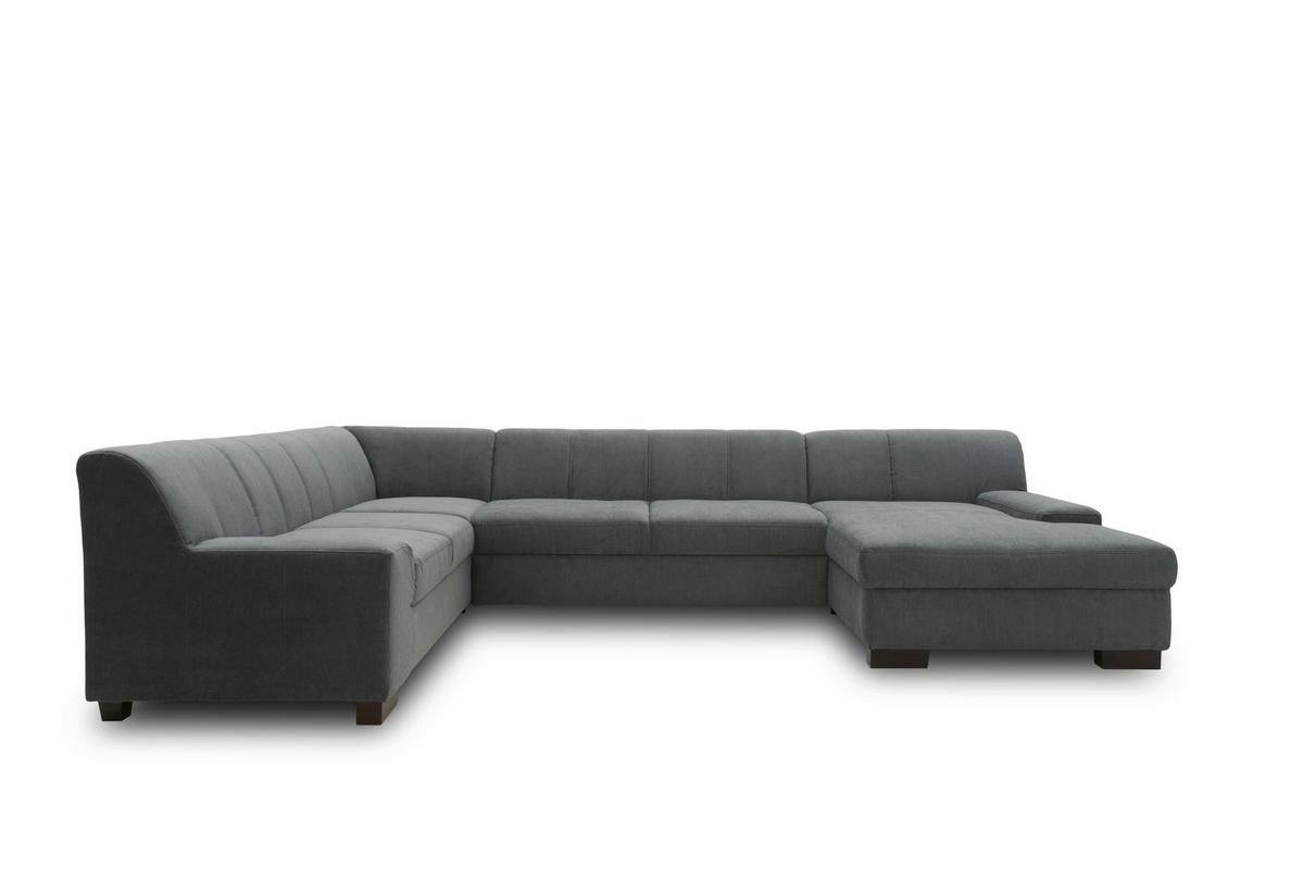 Wohnlandschaft Norma Mit Schlaffunktion Dunkelgrau - Wengefarben/Dunkelgrau, Design, Textil (212/328/153cm) - MID.YOU