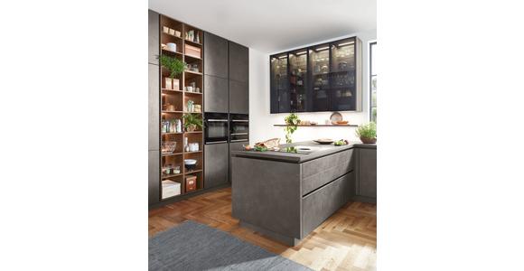 Einbauküche Riga Frei Planbar Modern, Grifflos - Eichefarben/Anthrazit, MODERN, Holzwerkstoff - Vertico