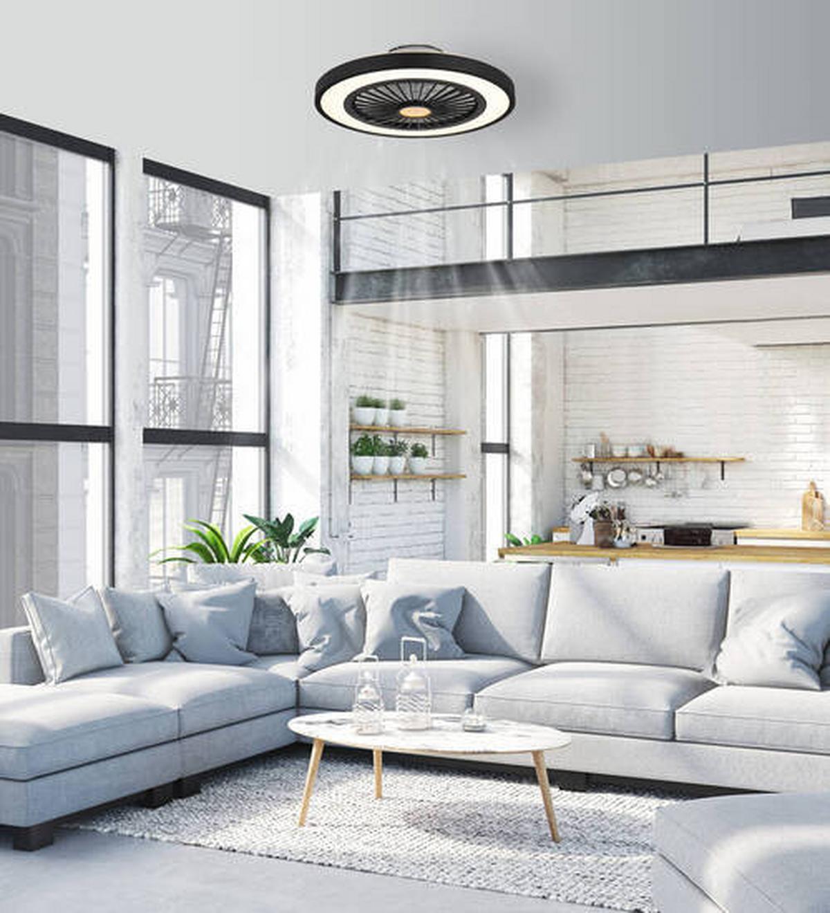 Mennyezeti Ventilátor 03653 - fekete/áttetsző, Konventionell, műanyag/fém (54/15,9cm) - Globo