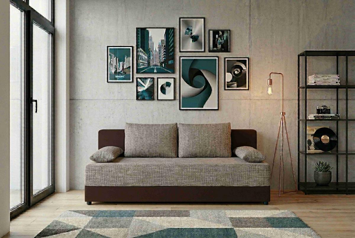 2-sitzer-sofa Schlaffunktion Lucy Cappuccino/mokka - Schwarz/Mokka, Design, Holzwerkstoff/Textil (200/90/103cm) - P & B