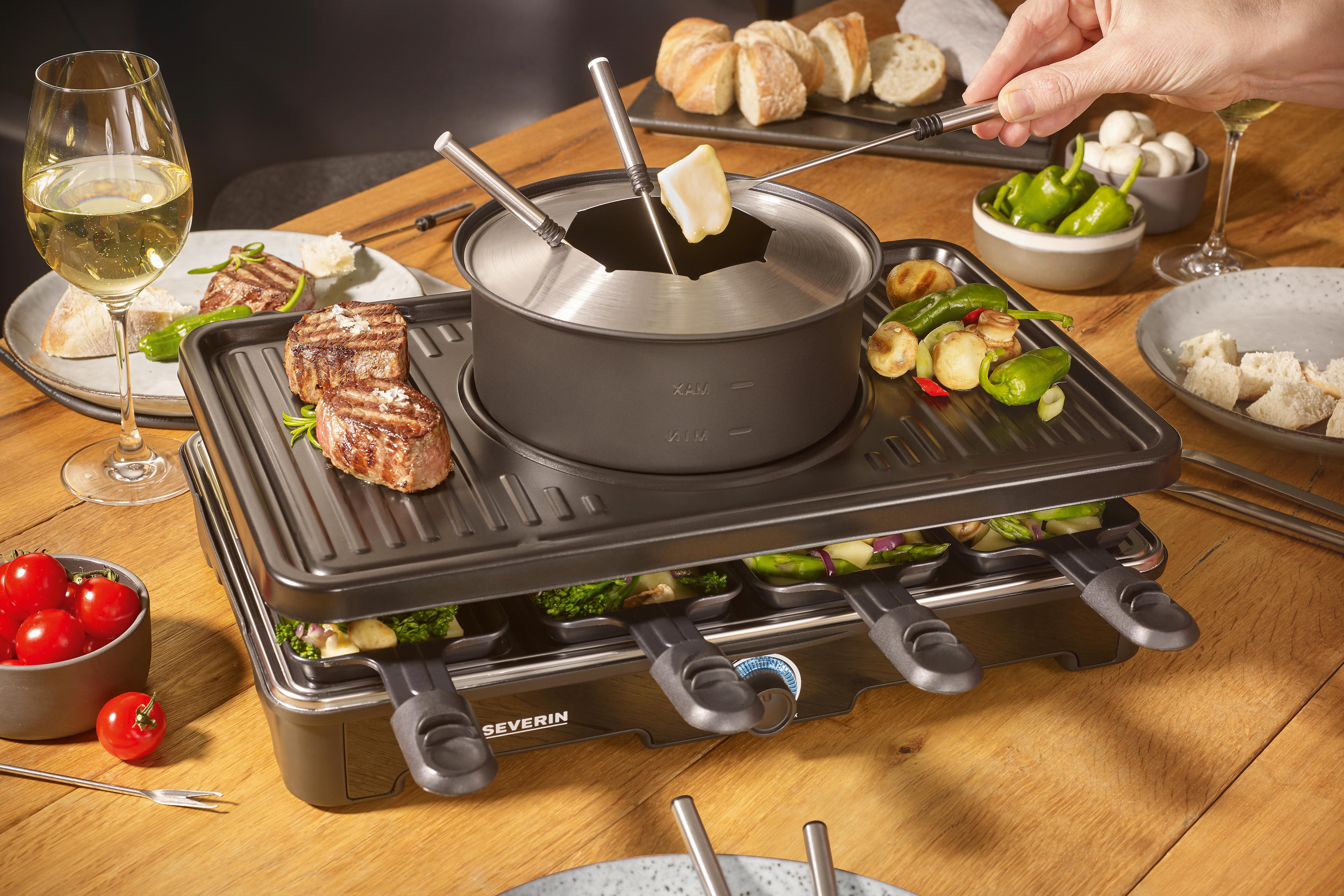 Raclette-/Fondue-Kombination Rg 2347 Raclette-Fondue - Schwarz, Basics, Kunststoff/Metall (40/18/26cm) - Severin