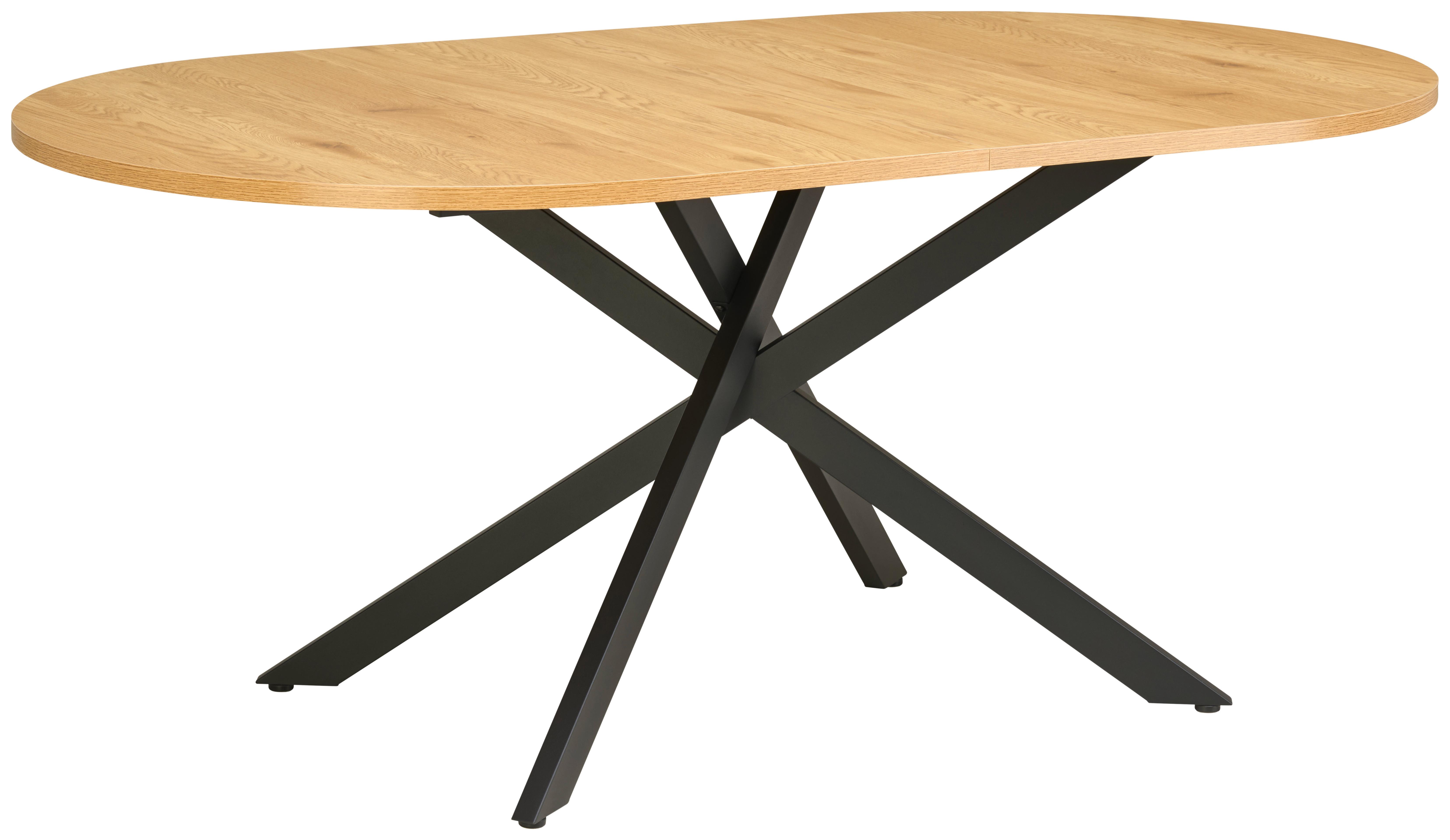 Esstisch Paulo 180 Eichefarben B: 180 cm - Eichefarben/Schwarz, KONVENTIONELL, Holzwerkstoff/Metall (180/75/100cm) - MID.YOU
