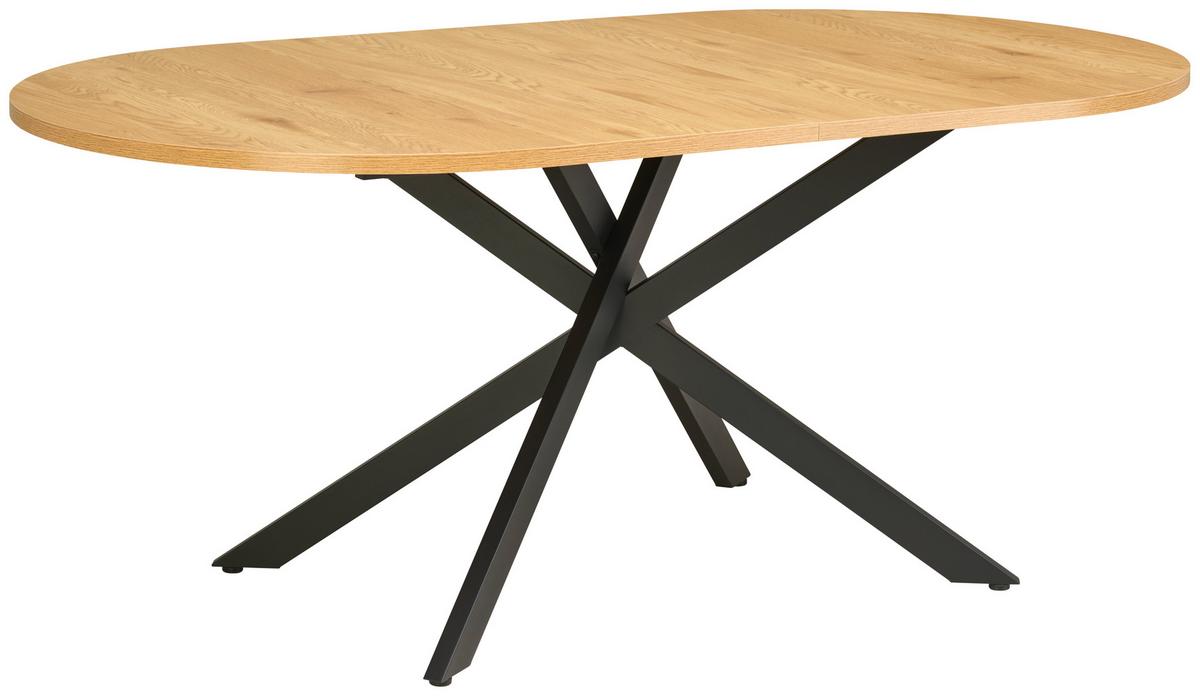 Étkezőasztal Paulo - tölgyfa színű/fekete, Konventionell, faalapú anyag/fém (180/75/100cm) - MID.YOU