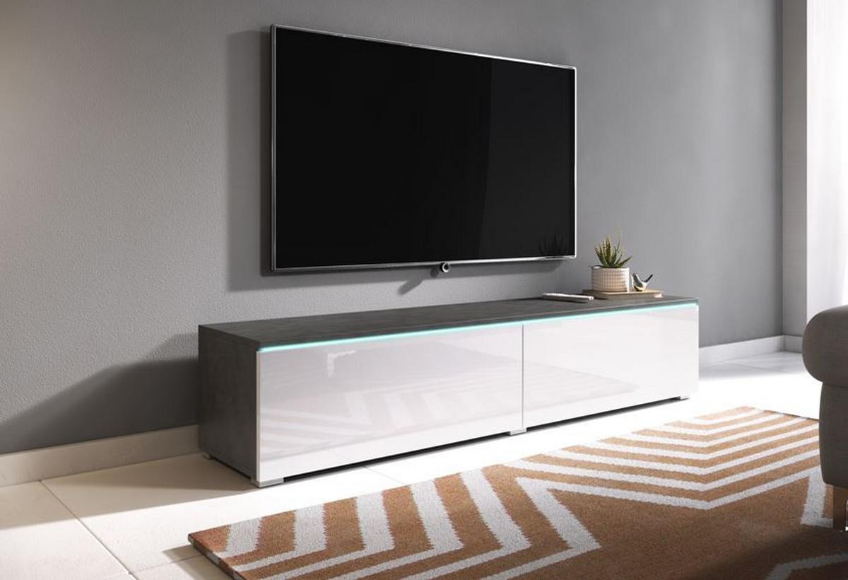 Nízka komoda s LED antracit/biela VL - sivá/biela s vysokým leskom, Lifestyle, kompozitné drevo/plast (140/30/33cm) - P & B