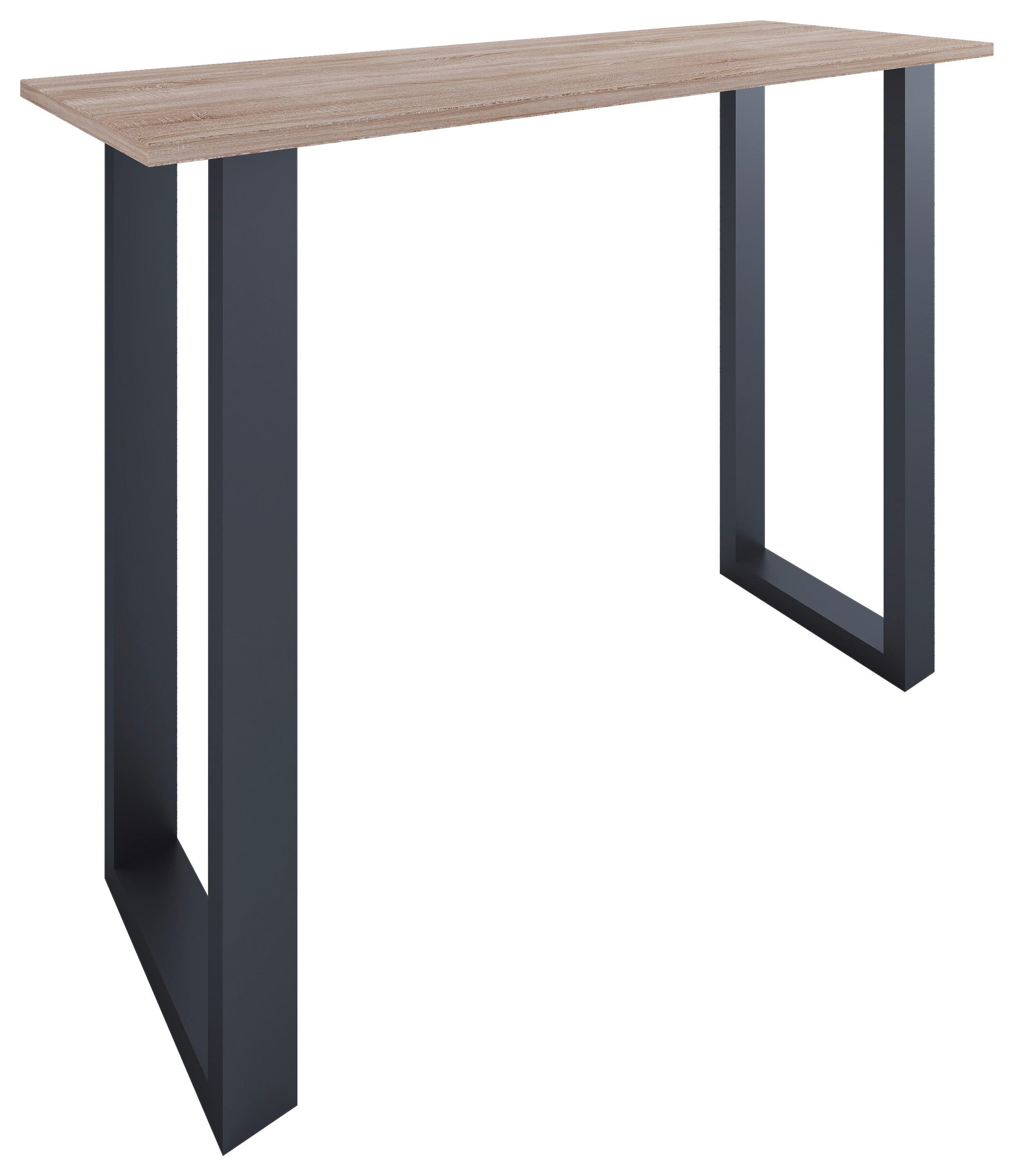 Bartisch Xona B 140x50 - Schwarz/Sonoma Eiche, KONVENTIONELL, Holzwerkstoff/Metall (140/102/50cm)