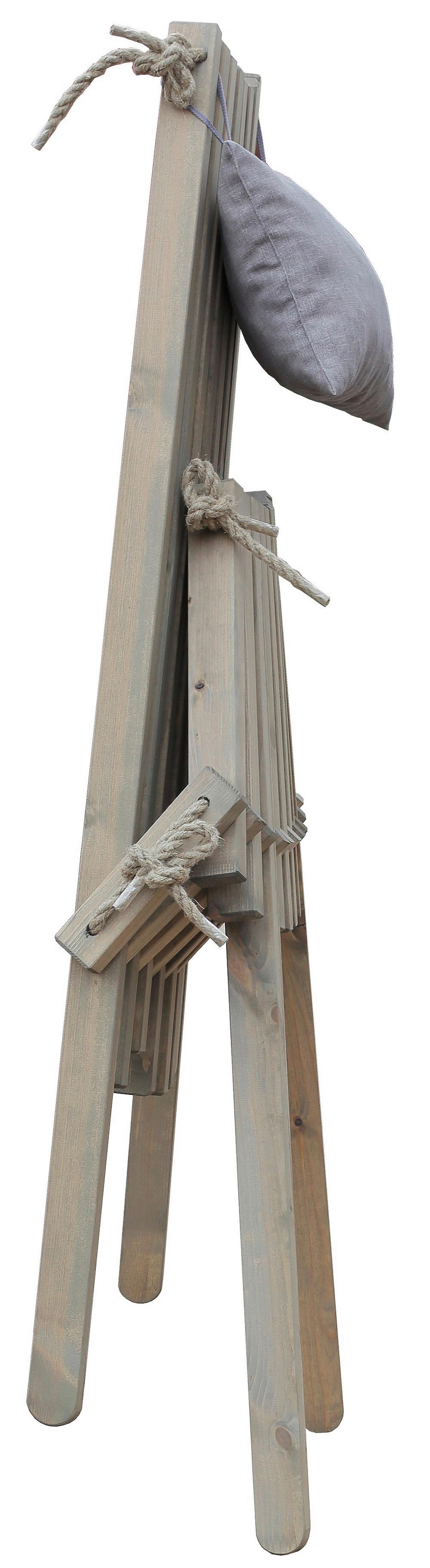 Garten-Relaxsessel Falun Holz Klappbar, mit Zierkissen - Grau, MODERN, Holz/Textil (69/104/93cm) - Gardenson