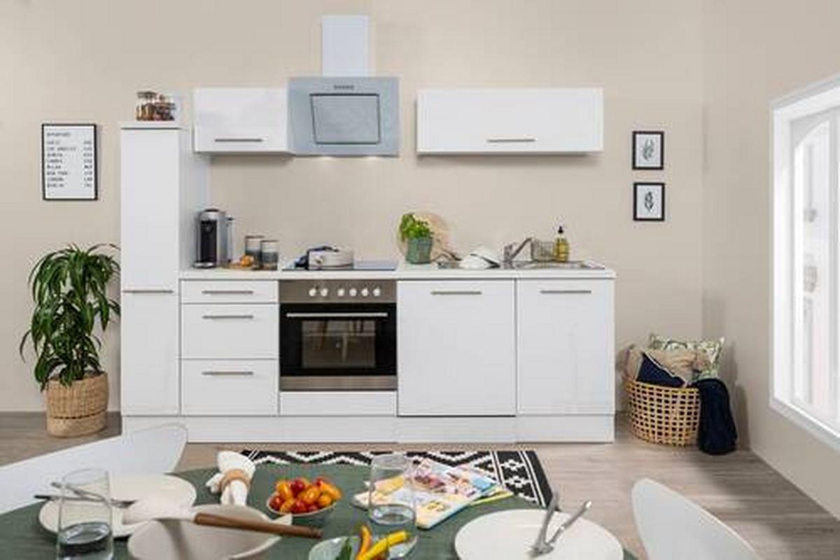 Küchenzeile Rp250wwc mit Geräte 250 cm Weiß - Weiß, KONVENTIONELL, Holzwerkstoff (250cm) - Respekta