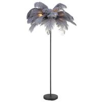 Stehleuchte Fedi - Schwarz/Grau, MODERN, Textil/Metall (55/160cm)