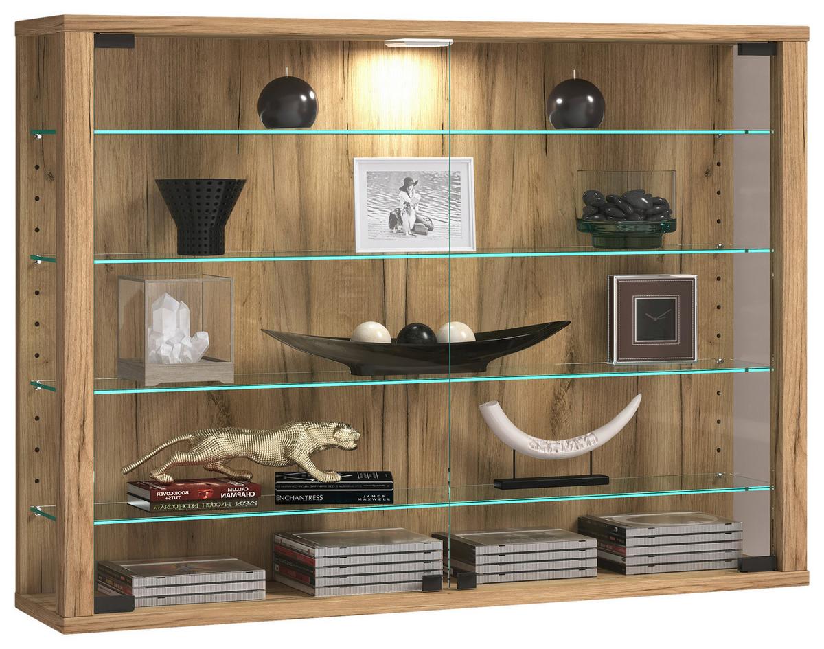 Hängevitrine Vitrosa Eiche Dekor B: 83 Cm - Honigeiche, Design, Glas/Holzwerkstoff (83/60/18cm) - MID.YOU