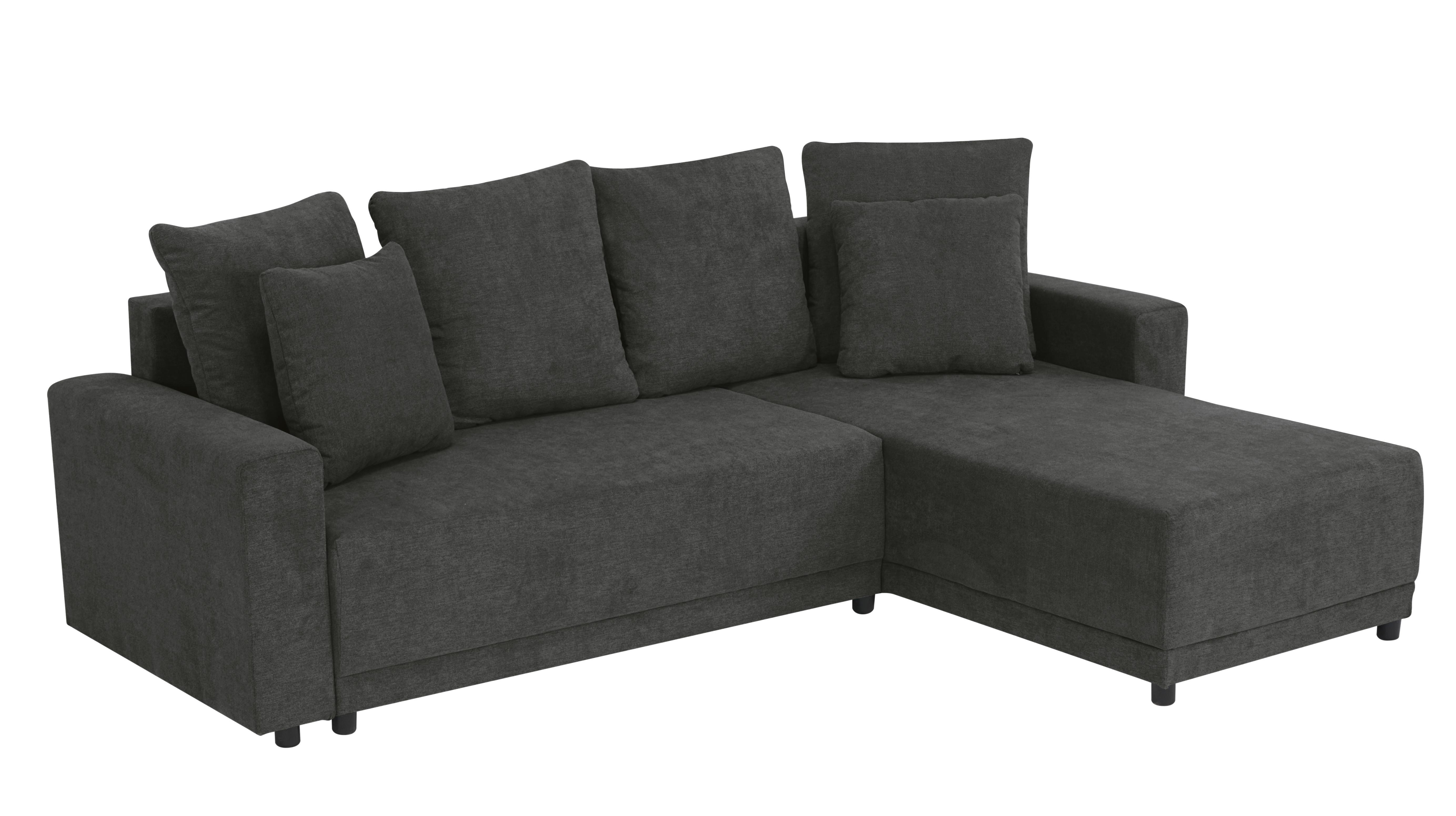 Ecksofa Time Anthrazit S: 178x248 cm - Anthrazit/Schwarz, Design, Textil (178/248cm) - MID.YOU