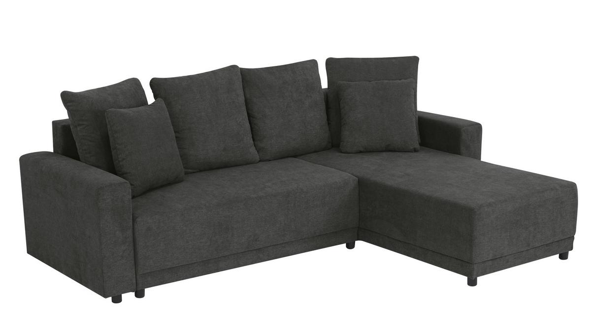 Ecksofa Time Anthrazit S: 178x248 cm - Anthrazit/Schwarz, Design, Textil (178/248cm) - MID.YOU